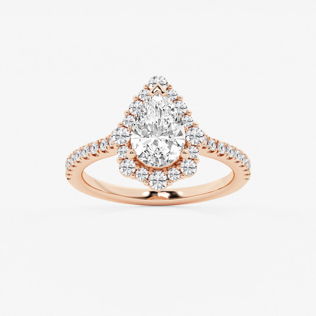 Pear Cut Lab Grown Diamond Engagement Ring, Single Halo Pear Shape Diamond Ring