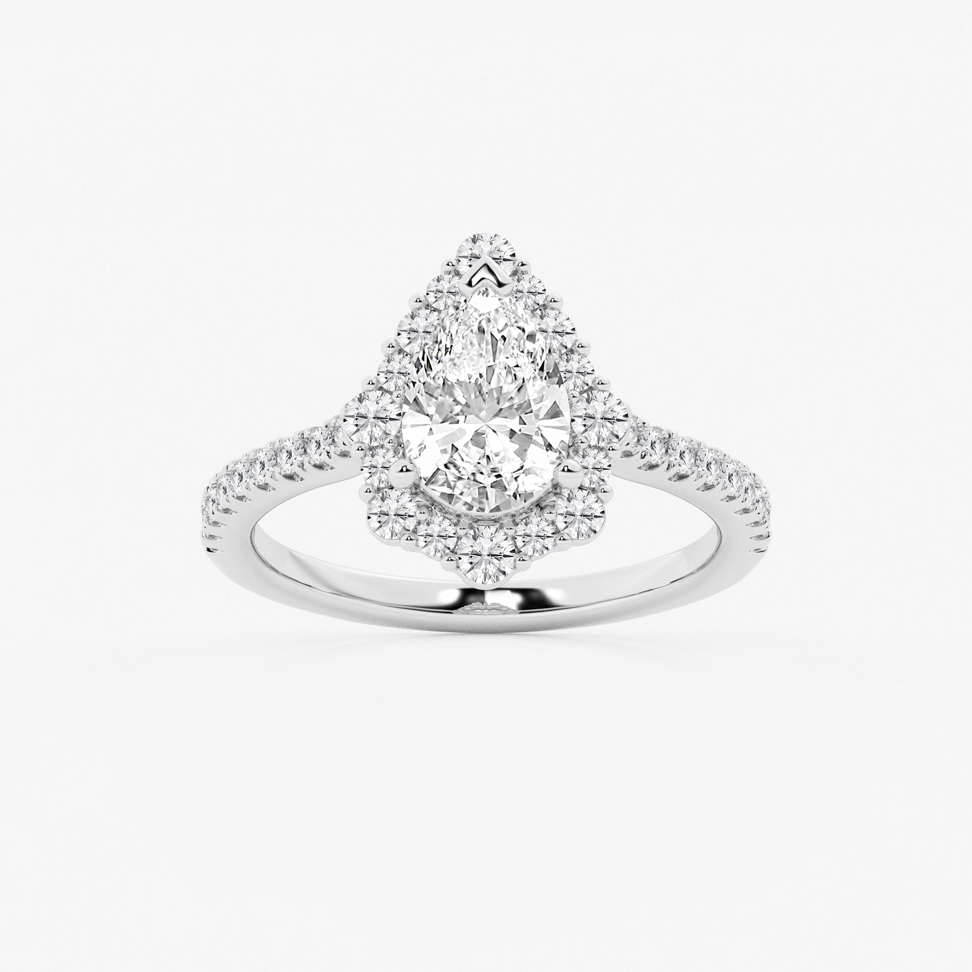 Pear Cut Lab Grown Diamond Engagement Ring, Single Halo Pear Shape Diamond Ring