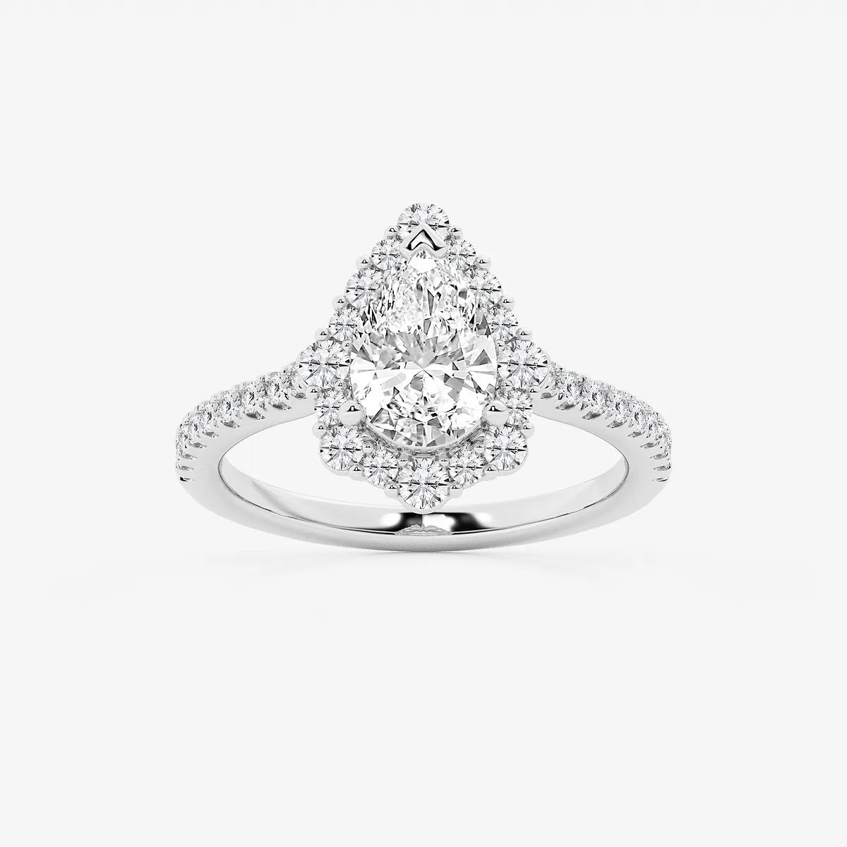 Pear Cut Lab Grown Diamond Engagement Ring, Single Halo Pear Shape Diamond Ring