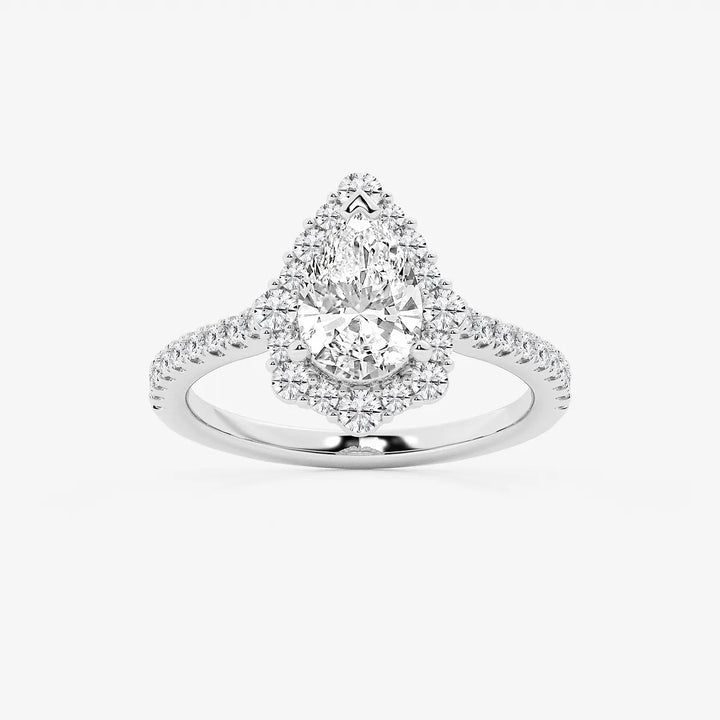 Pear Cut Lab Grown Diamond Engagement Ring, Single Halo Pear Shape Diamond Ring