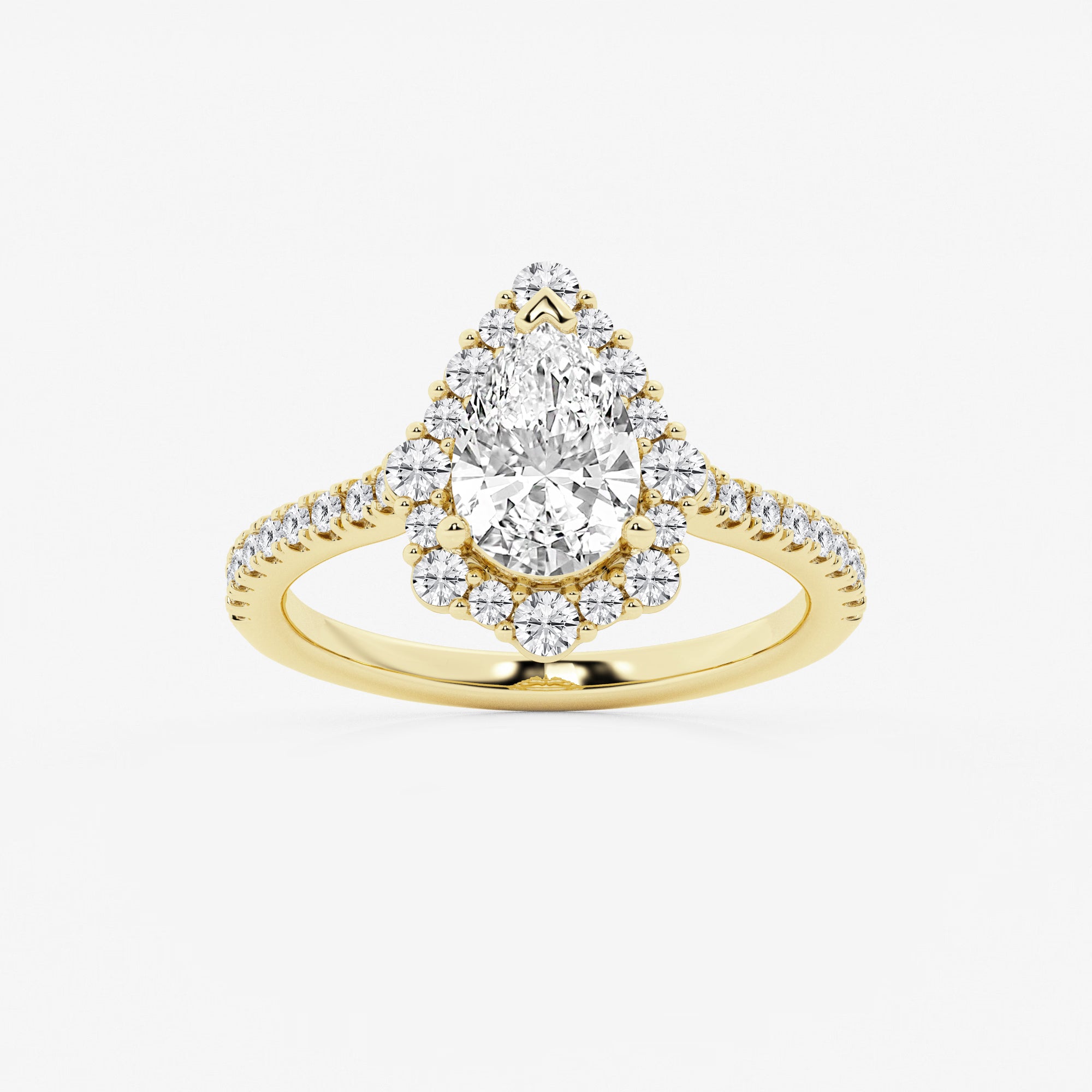 Pear Cut Lab Grown Diamond Engagement Ring, Single Halo Pear Shape Diamond Ring