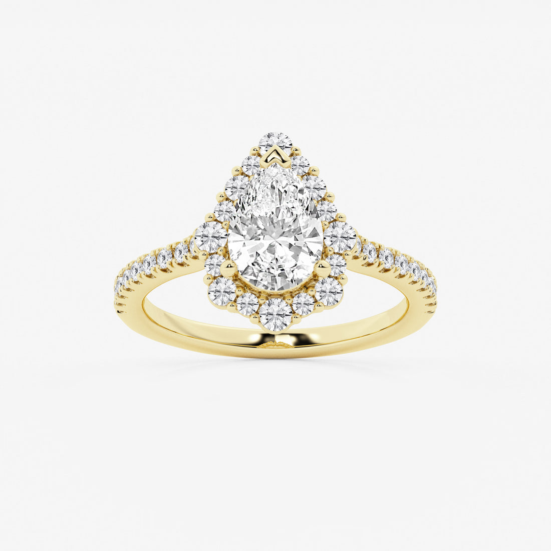 Pear Cut Lab Grown Diamond Engagement Ring, Single Halo Pear Shape Diamond Ring