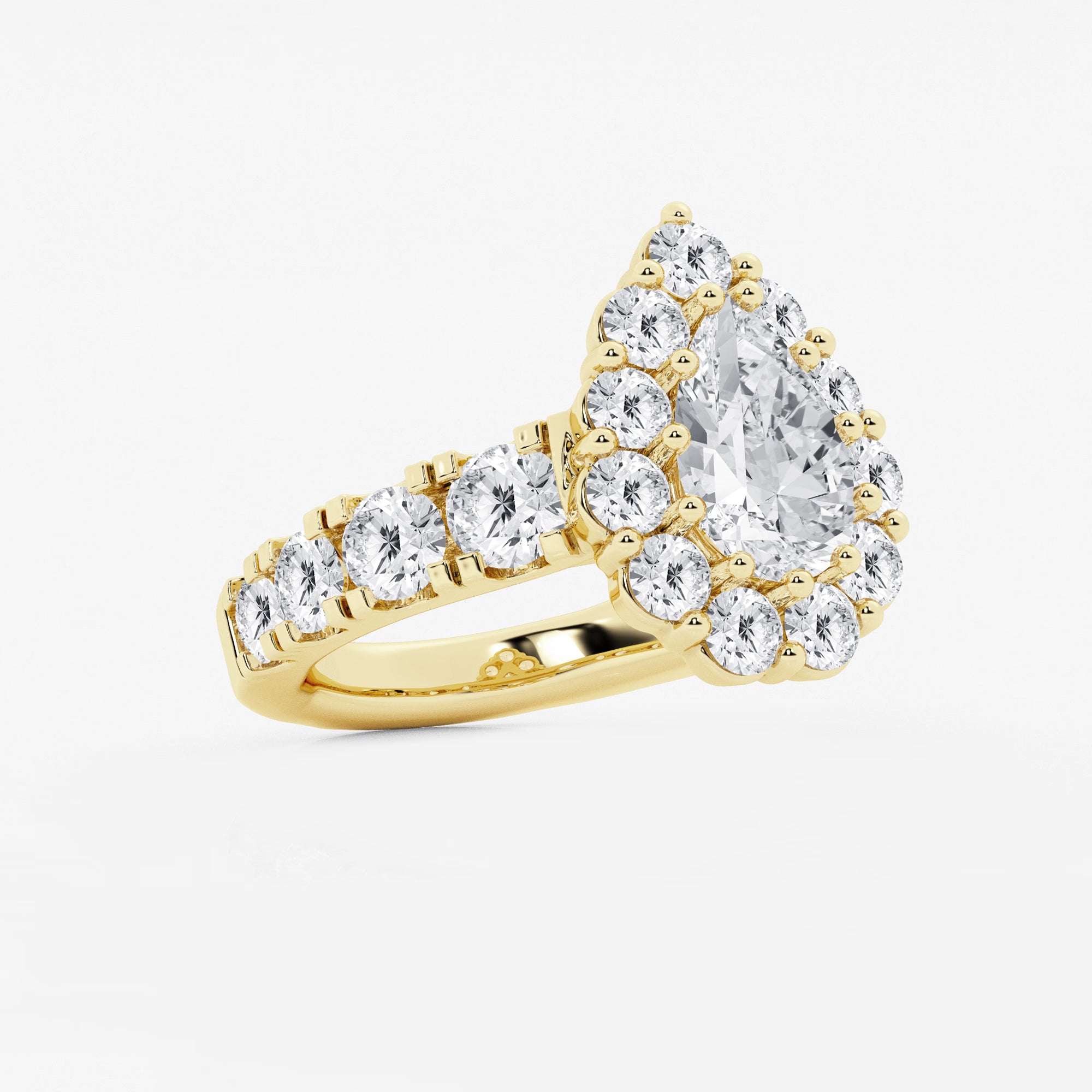 Pear Shape Lab Diamond Halo Engagement Ring  Pear Shaped Halo & Pavé Band