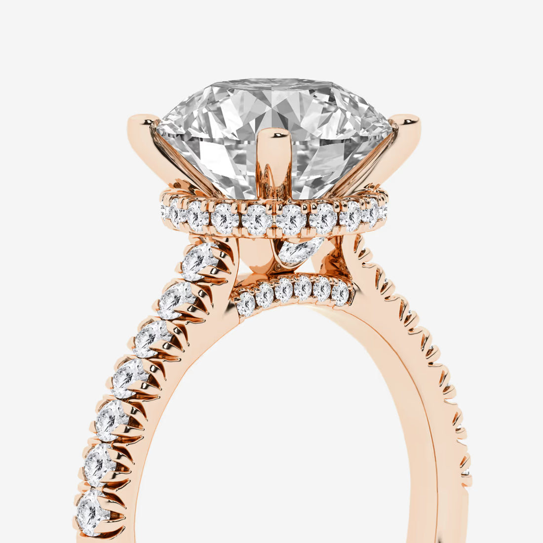 Round Brilliant Lab Diamond Solitaire Ring with a Secret Diamond Basket