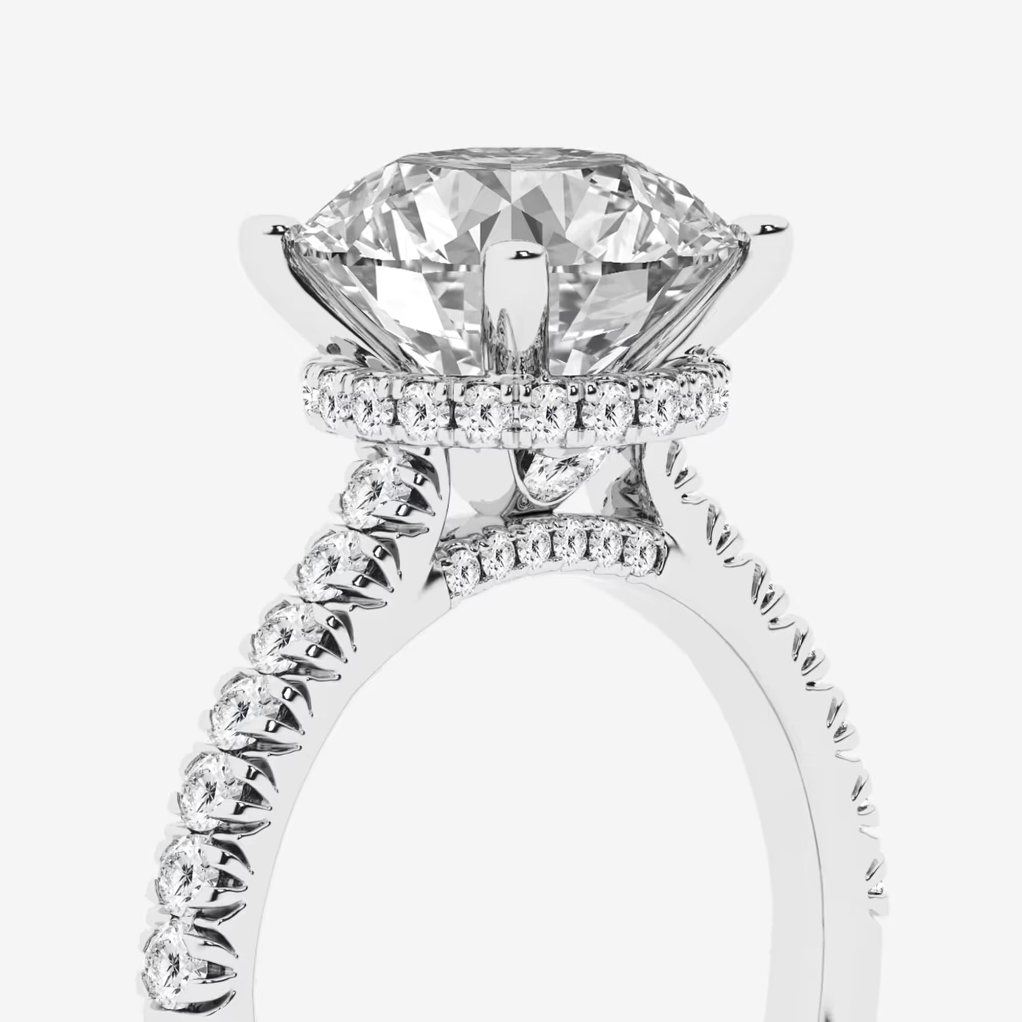 Round Brilliant Lab Diamond Solitaire Ring with a Secret Diamond Basket