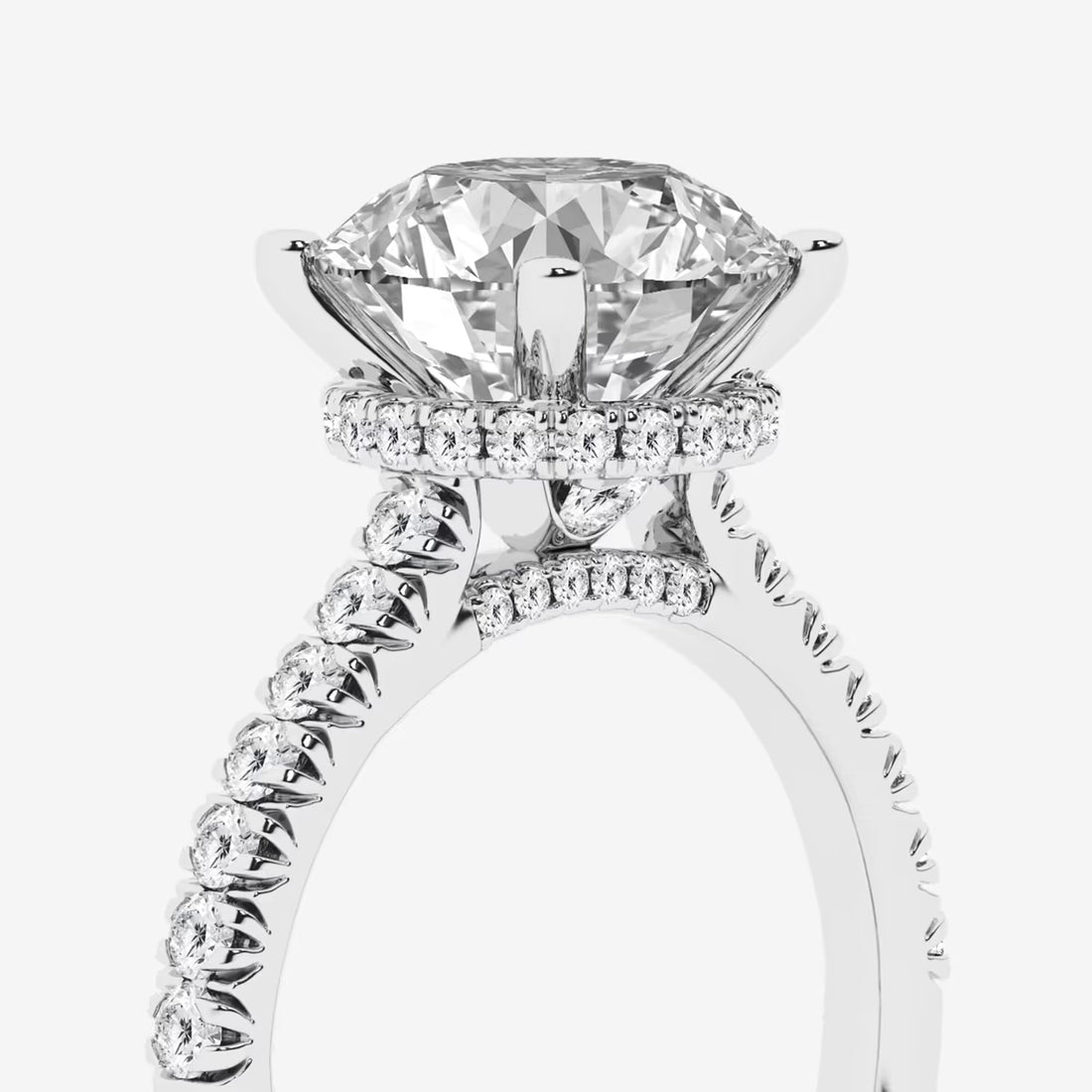 Round Brilliant Lab Diamond Solitaire Ring with a Secret Diamond Basket
