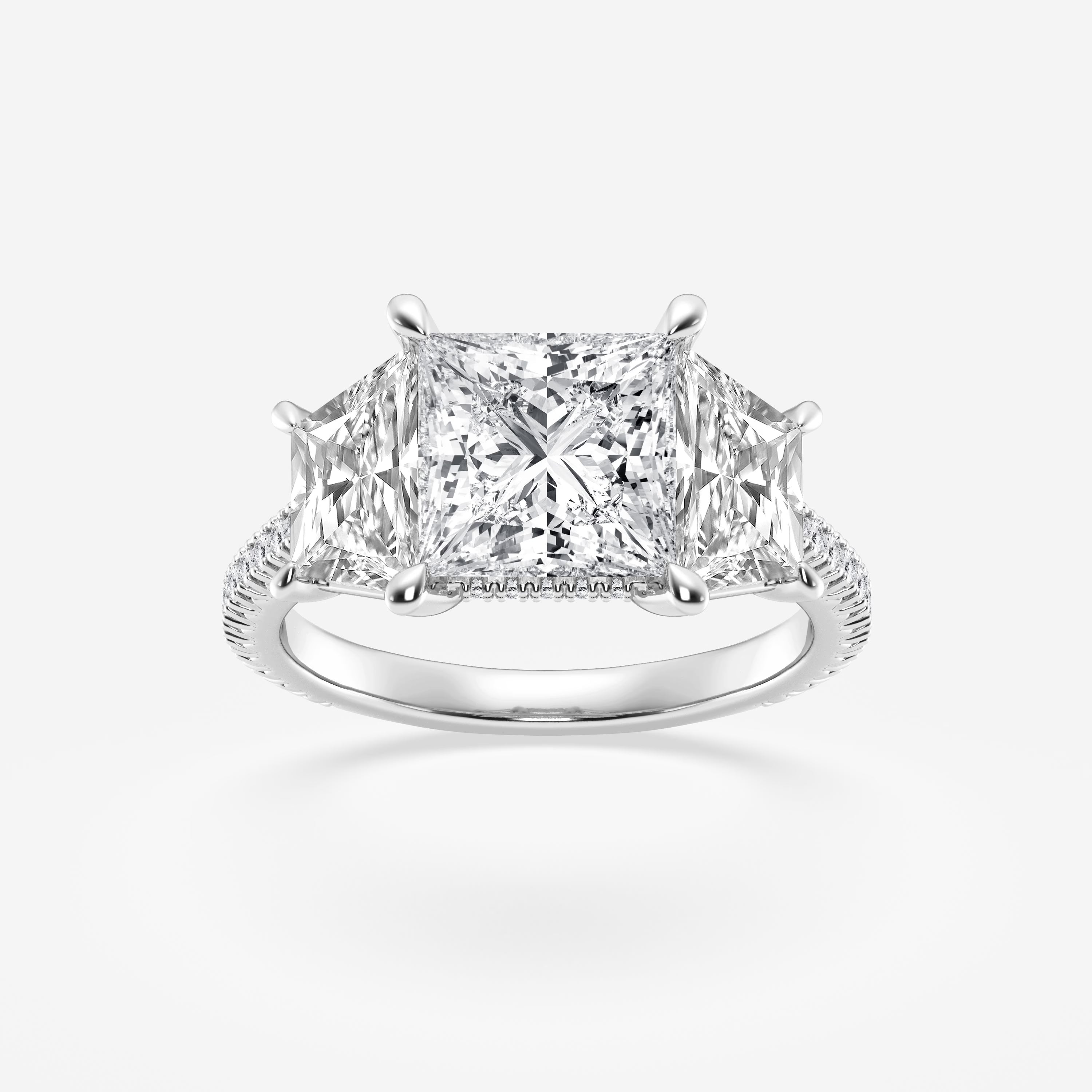 Princess Cut Lab Diamond Three Stone Ring