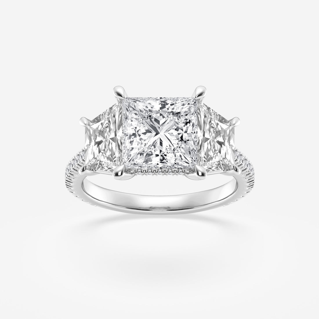 Princess Cut Lab Diamond Three Stone Ring