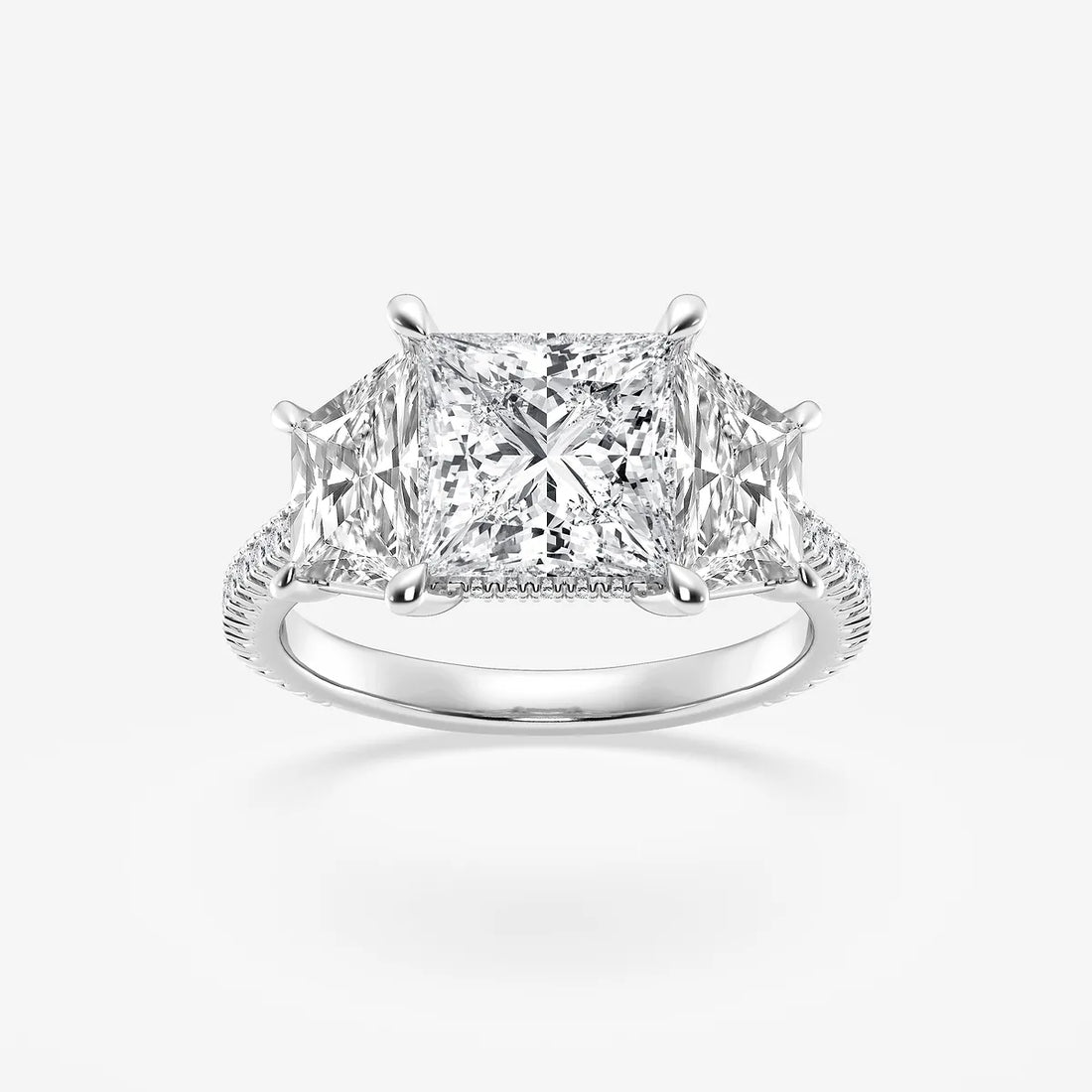 Princess Cut Lab Diamond Three Stone Ring