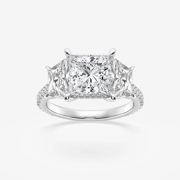 Princess Cut Lab Diamond Three Stone Ring