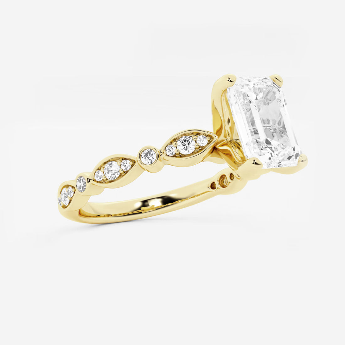 Emerald Cut Lab Diamond Engagement Ring