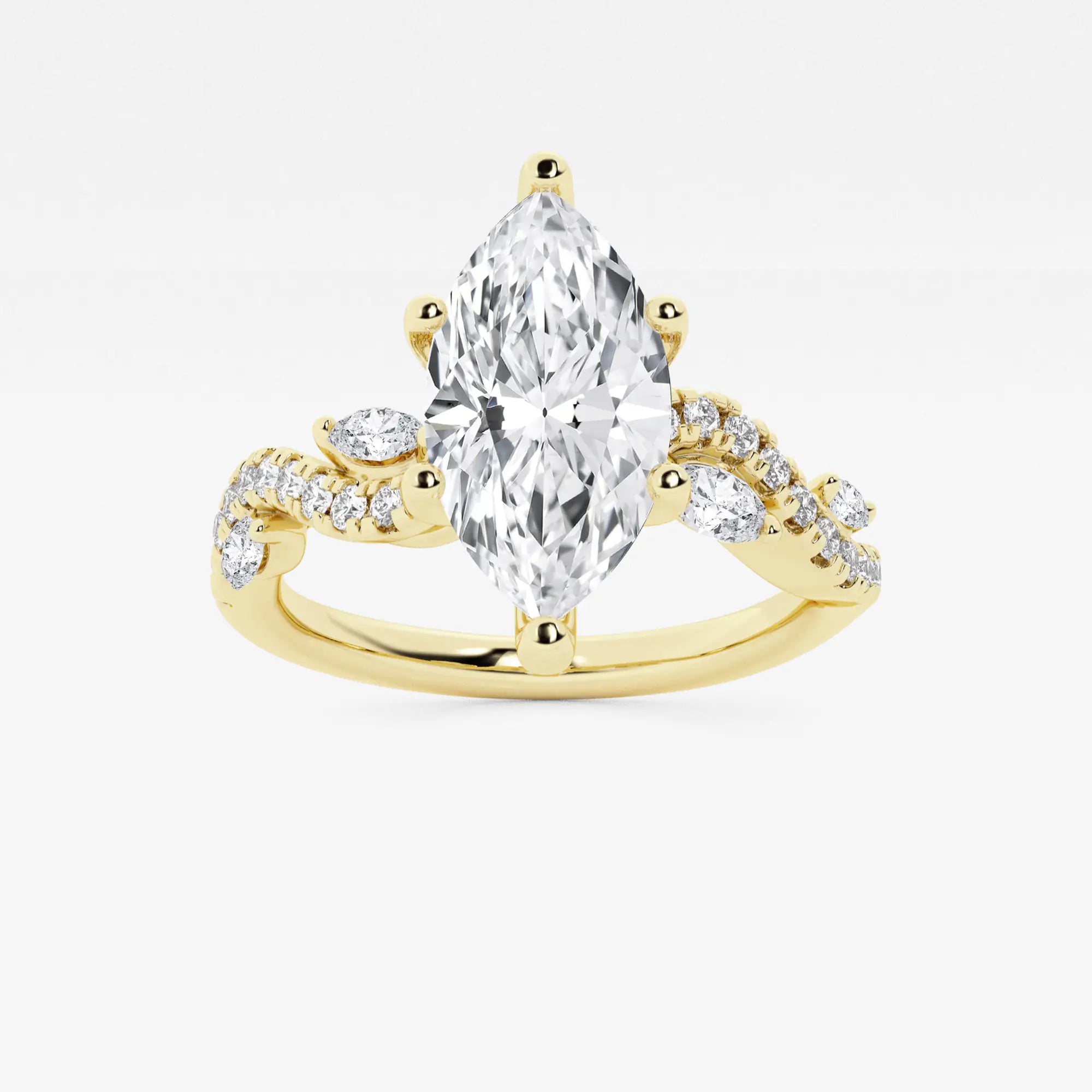 Nature-Inspired Vine Engagement Ring in Yellow Gold with Marquise Center Stone