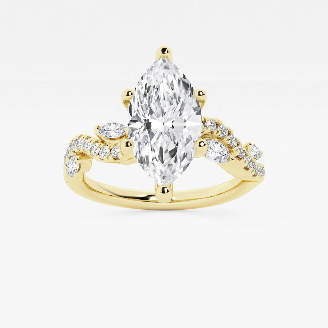 Nature-Inspired Vine Engagement Ring in Yellow Gold with Marquise Center Stone