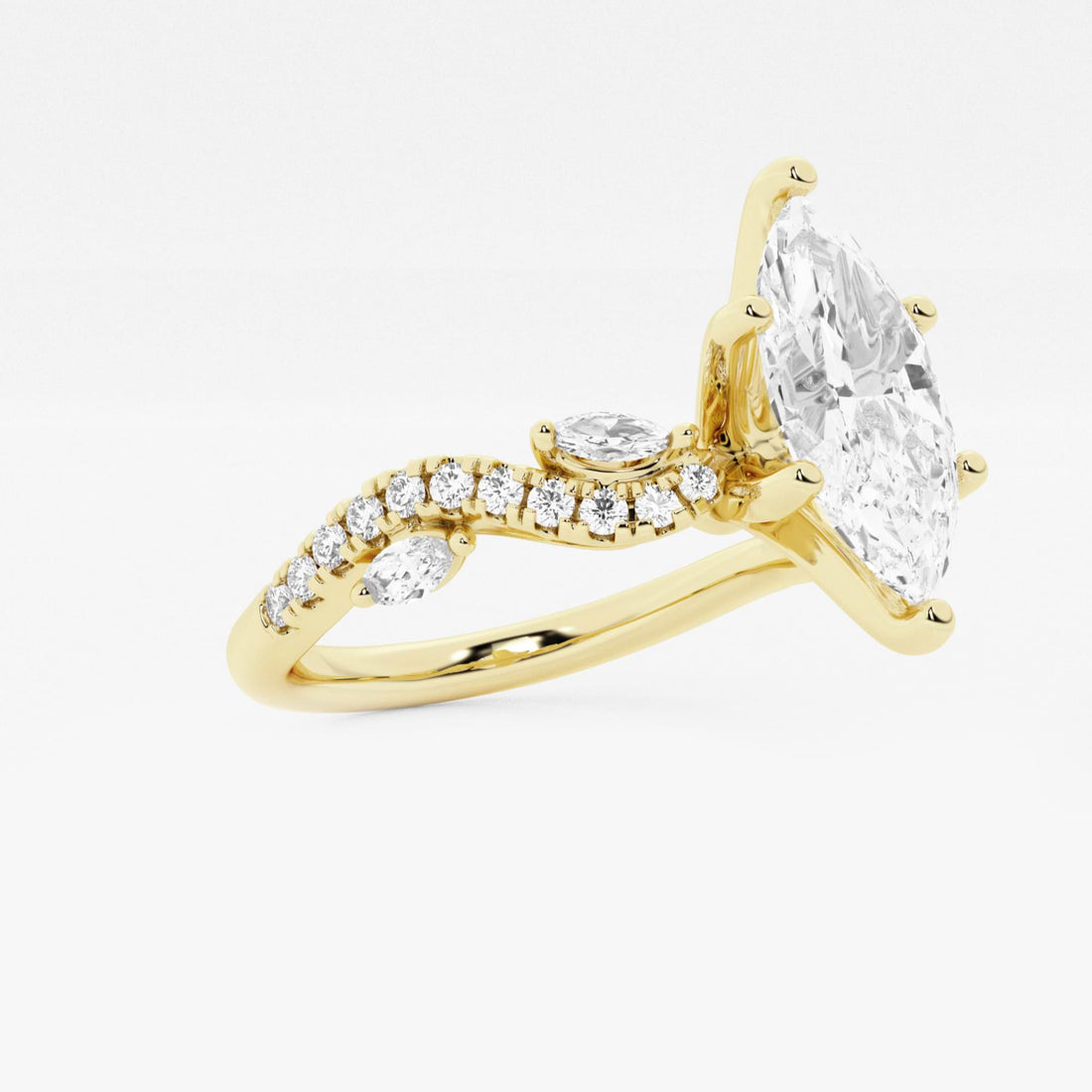 Nature-Inspired Vine Engagement Ring in Yellow Gold with Marquise Center Stone
