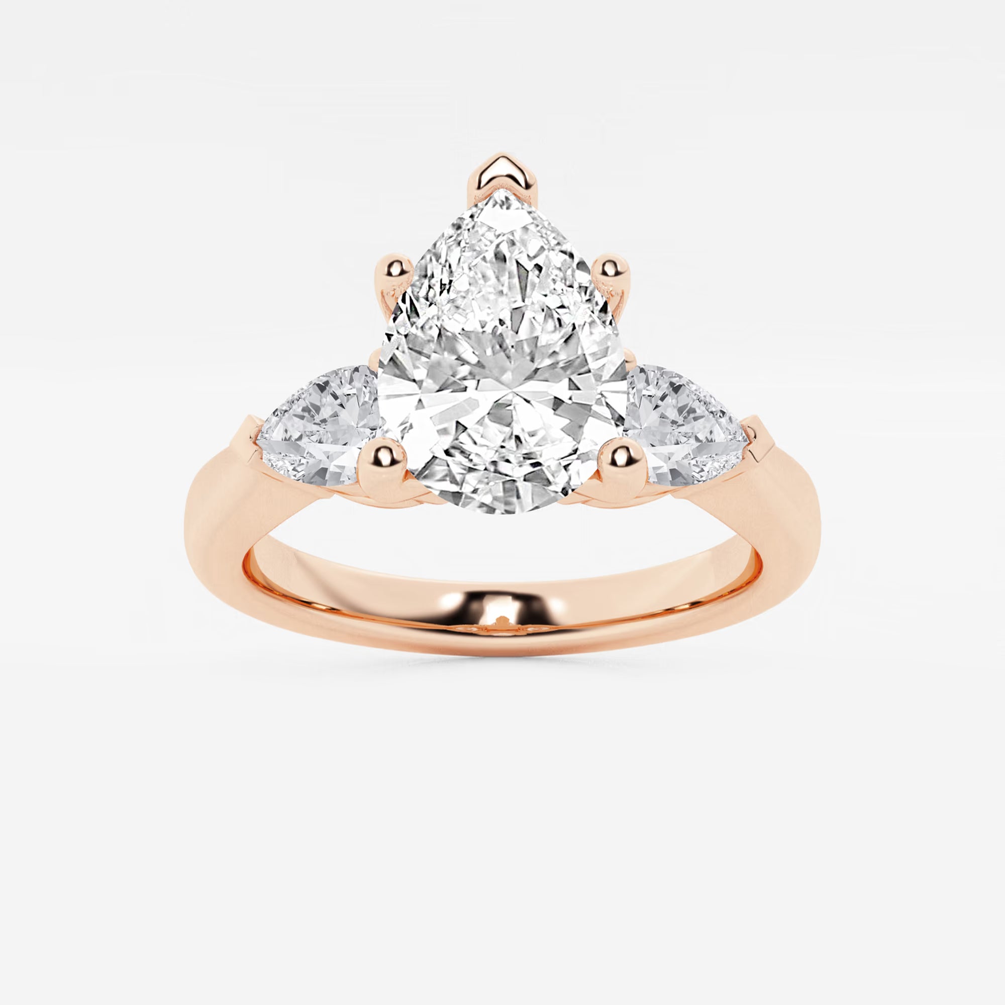 Pear Cut Lab Grown Diamond Engagement Ring, Twisted Pave Diamond Band