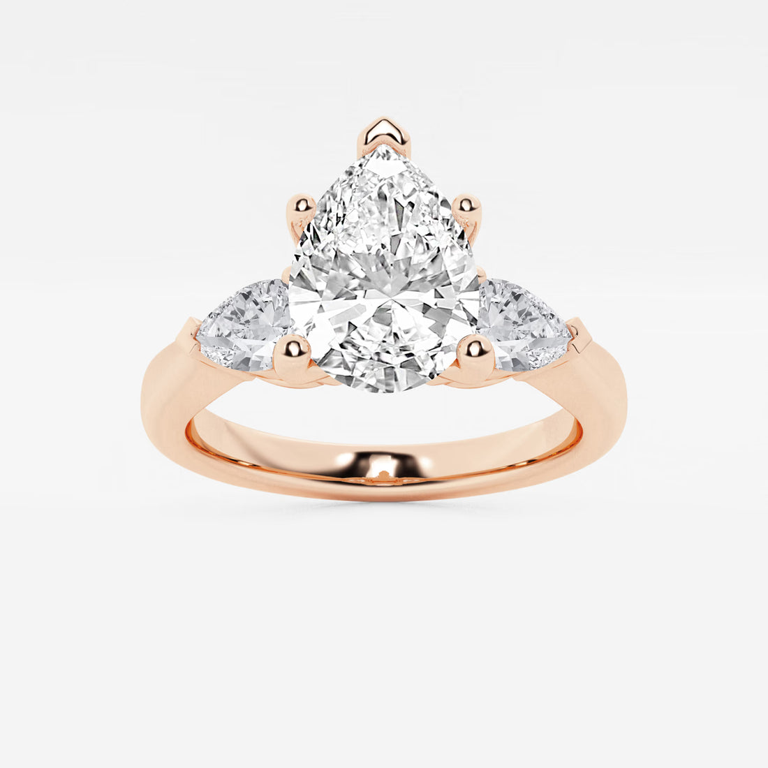 Pear Cut Lab Grown Diamond Engagement Ring, Twisted Pave Diamond Band