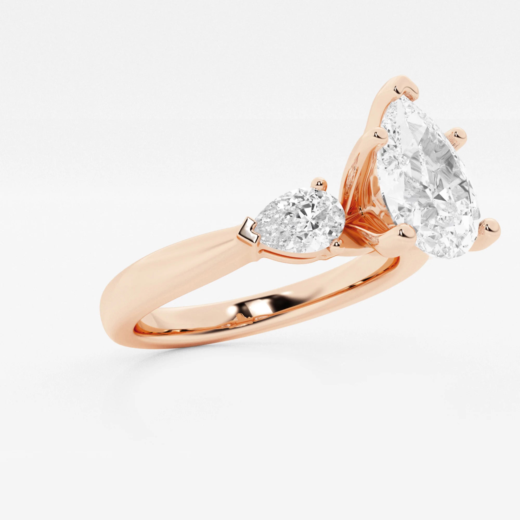 Pear Cut Lab Grown Diamond Engagement Ring, Twisted Pave Diamond Band