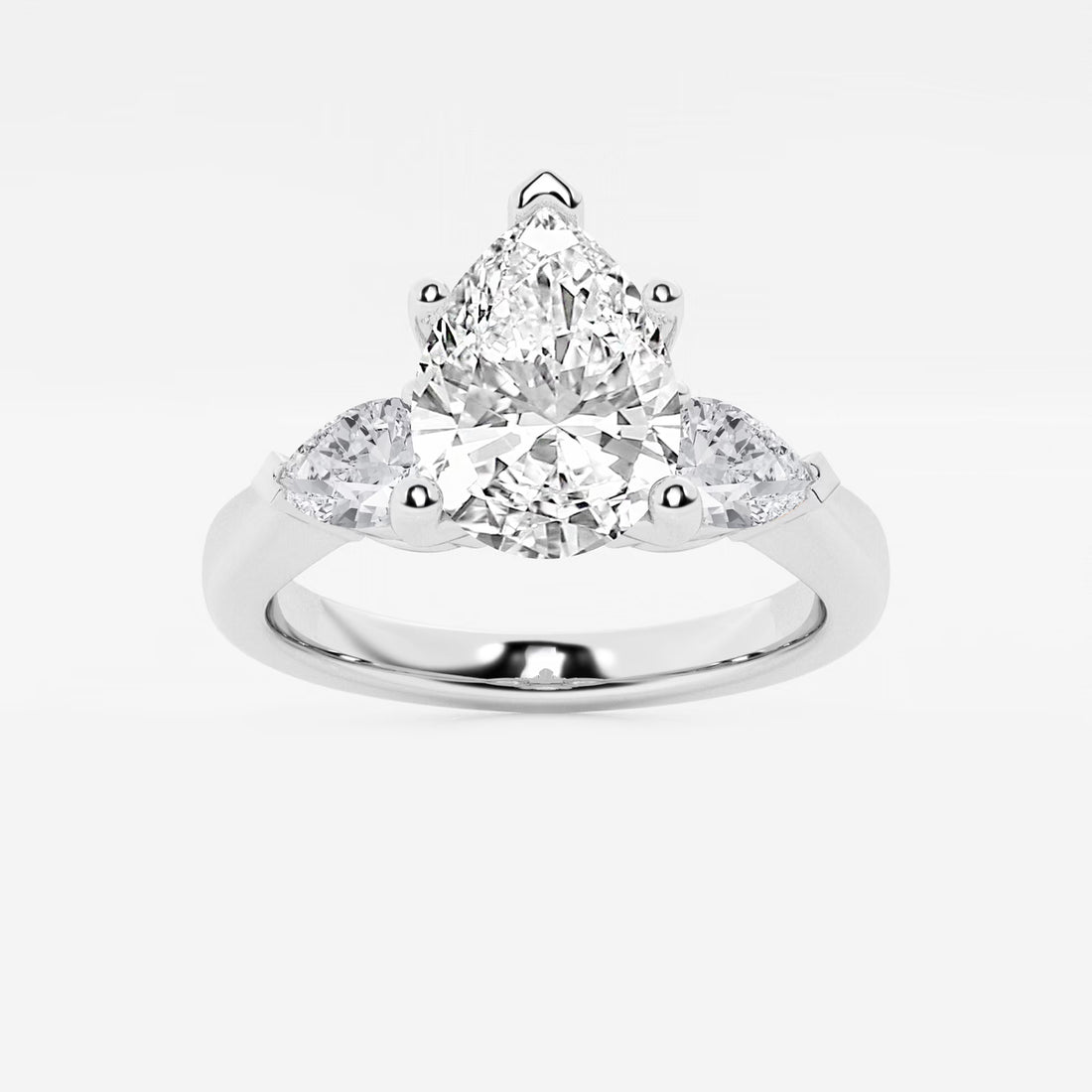 Pear Cut Lab Grown Diamond Engagement Ring, Twisted Pave Diamond Band