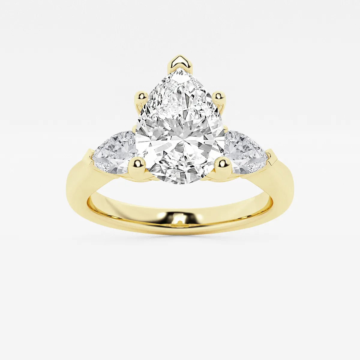 Pear Cut Lab Grown Diamond Engagement Ring, Twisted Pave Diamond Band