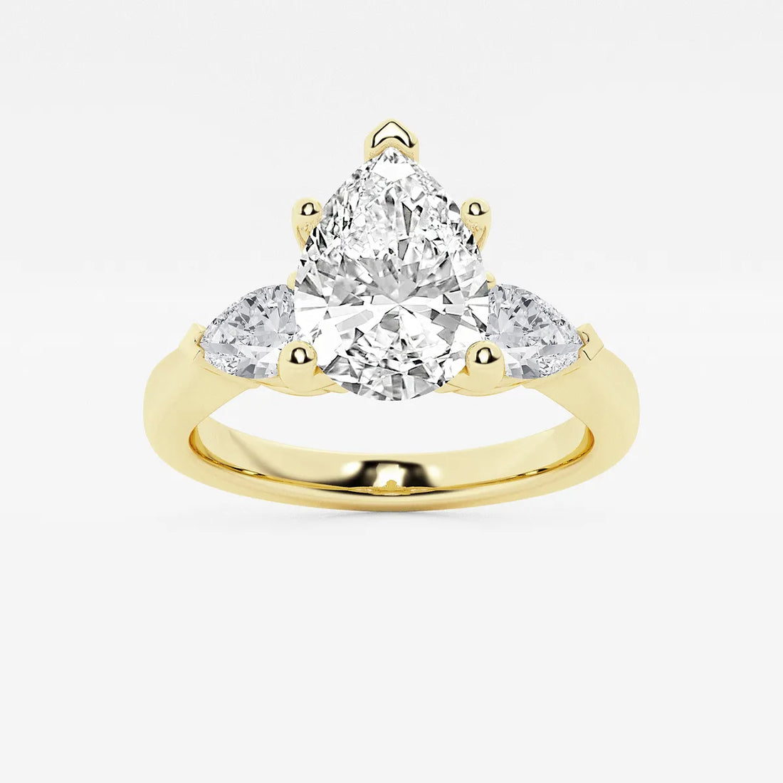 Pear Cut Lab Grown Diamond Engagement Ring, Twisted Pave Diamond Band