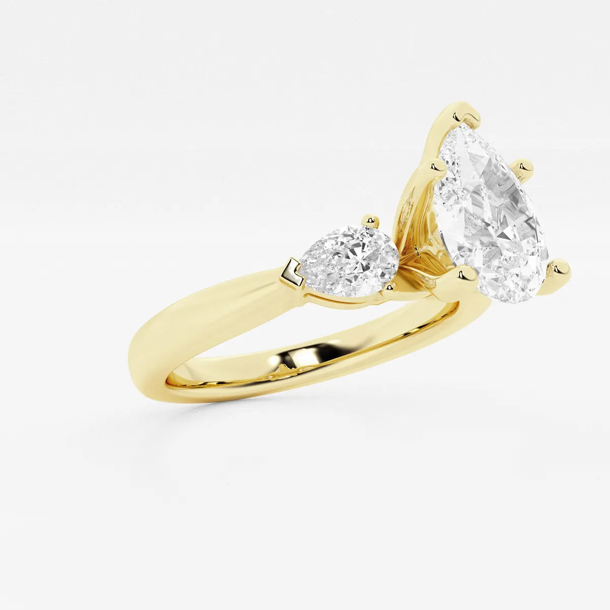 Pear Cut Lab Grown Diamond Engagement Ring, Twisted Pave Diamond Band
