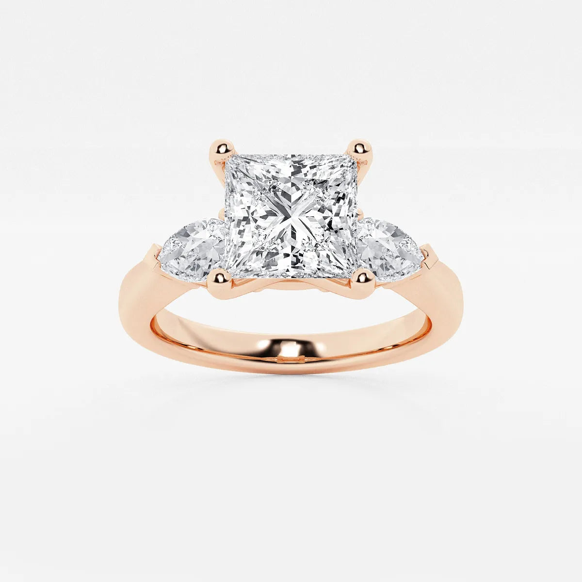 Princess Cut Lab Diamond Three Stone Ring