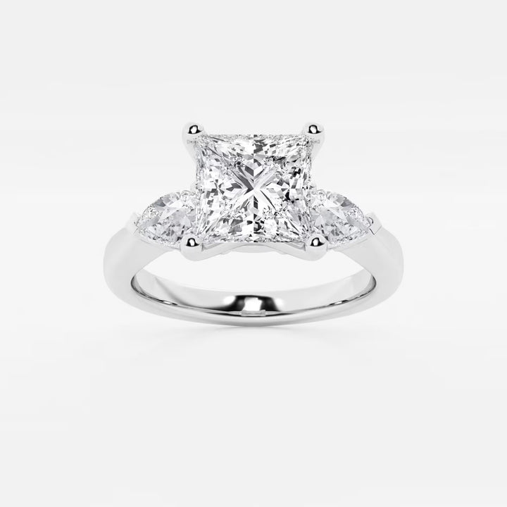 Princess Cut Lab Diamond Three Stone Ring