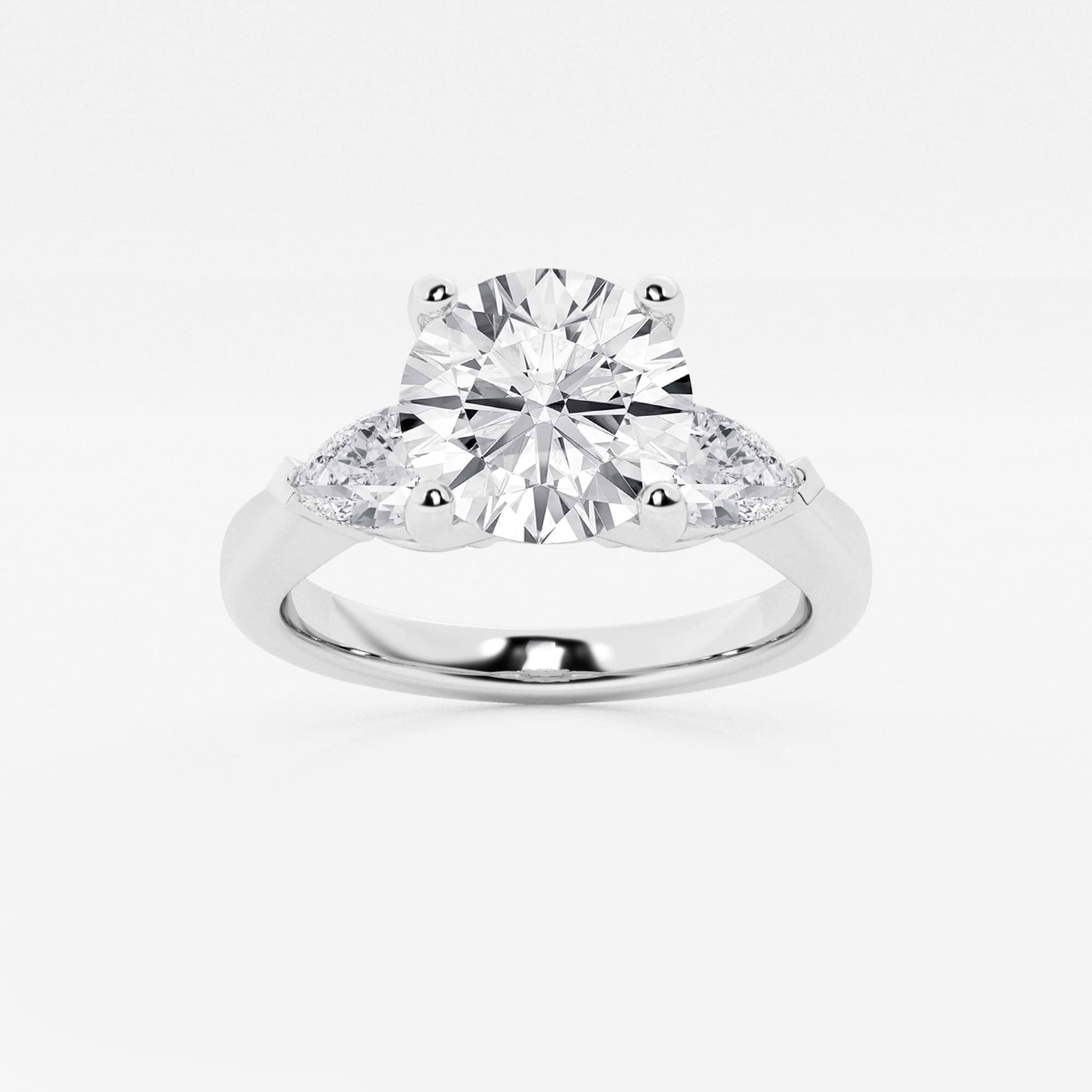 Round Cut Lab Grown Diamond Three-Stone Engagement Ring