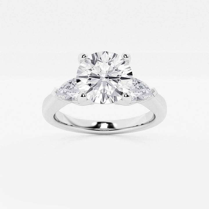 Round Cut Lab Grown Diamond Three-Stone Engagement Ring