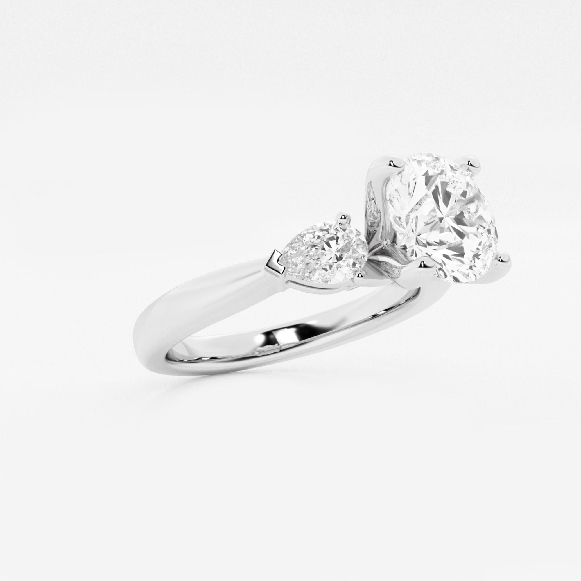Round Cut Lab Grown Diamond Three-Stone Engagement Ring