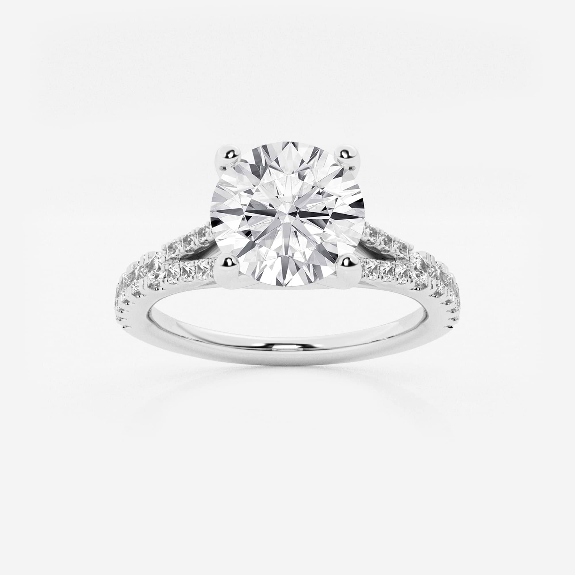 Split Shank Pavé Engagement Ring in White Gold with Round Brilliant Center Stone