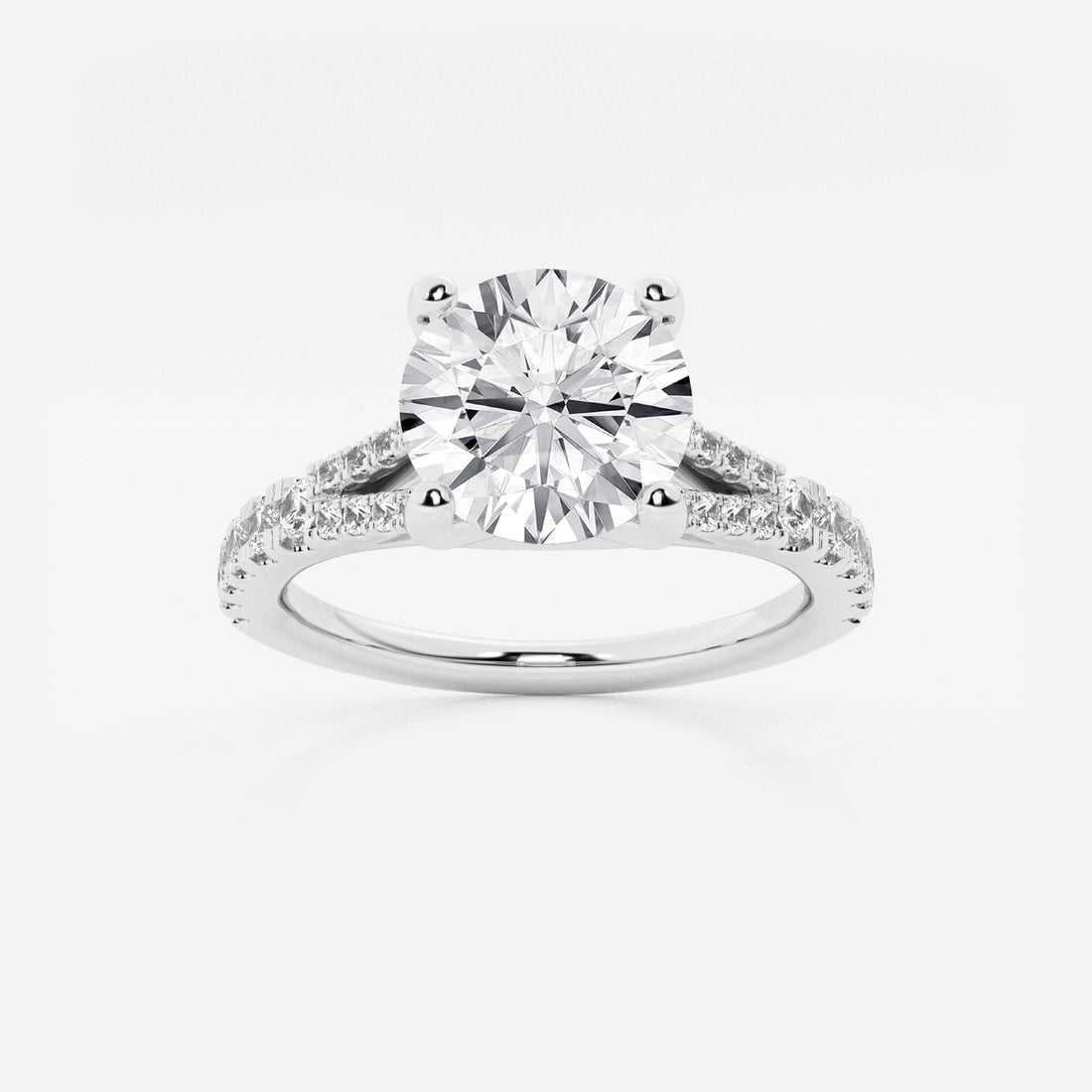 Split Shank Pavé Engagement Ring in White Gold with Round Brilliant Center Stone