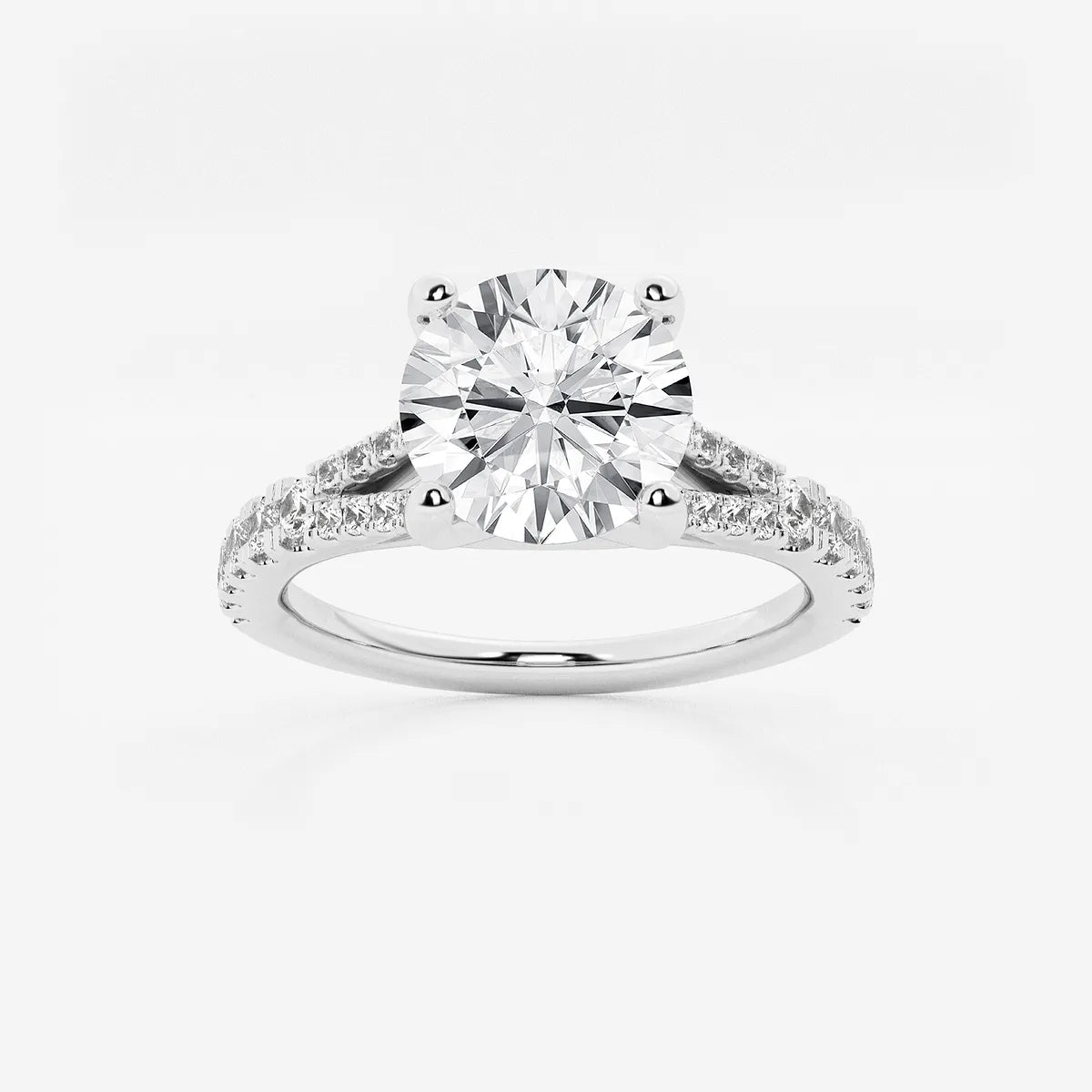 Split Shank Pavé Engagement Ring in White Gold with Round Brilliant Center Stone