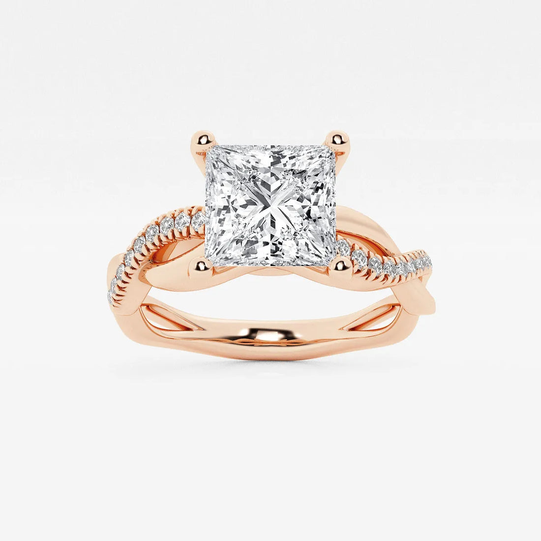 Princess Cut Lab Diamond Engagement Ring | Infinity Twisted Pavé Band
