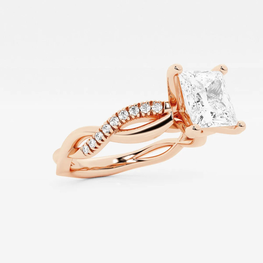 Princess Cut Lab Diamond Engagement Ring | Infinity Twisted Pavé Band