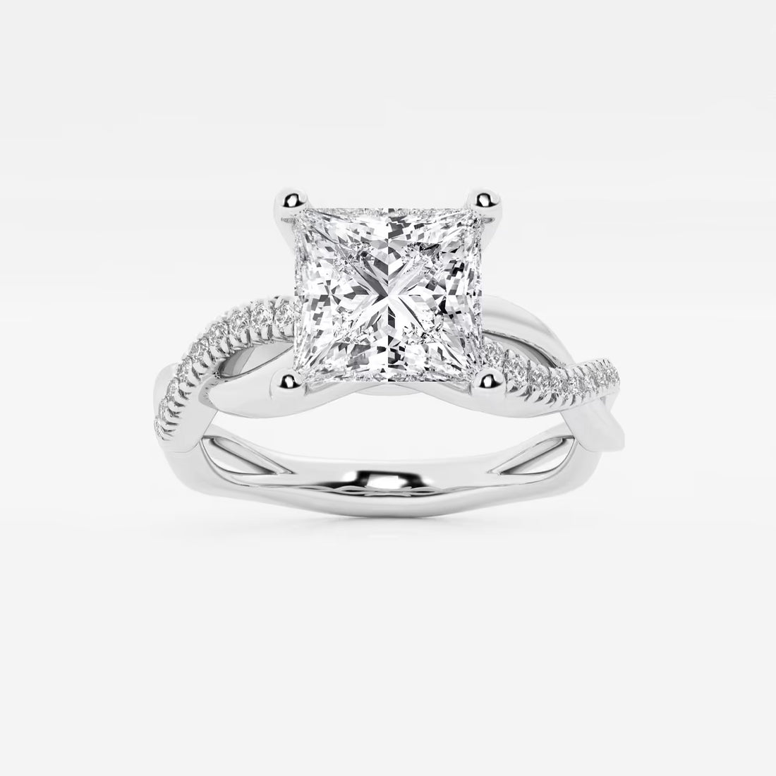 Princess Cut Lab Diamond Engagement Ring | Infinity Twisted Pavé Band