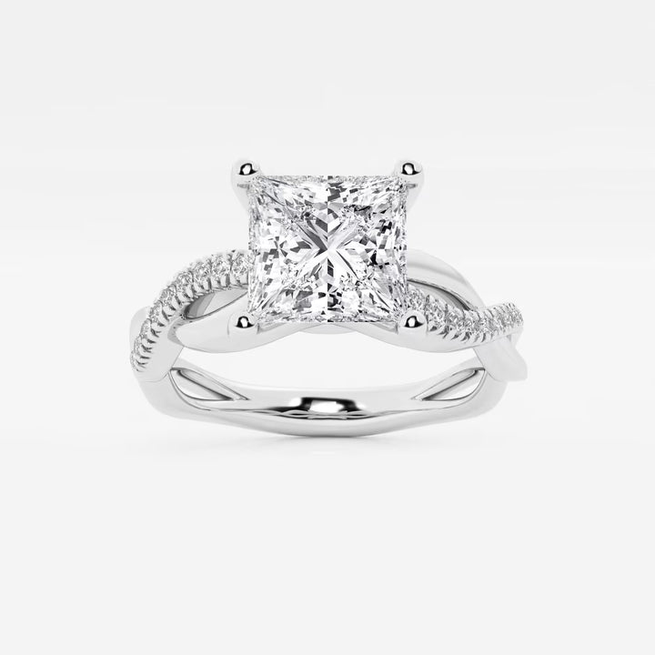 Princess Cut Lab Diamond Engagement Ring | Infinity Twisted Pavé Band