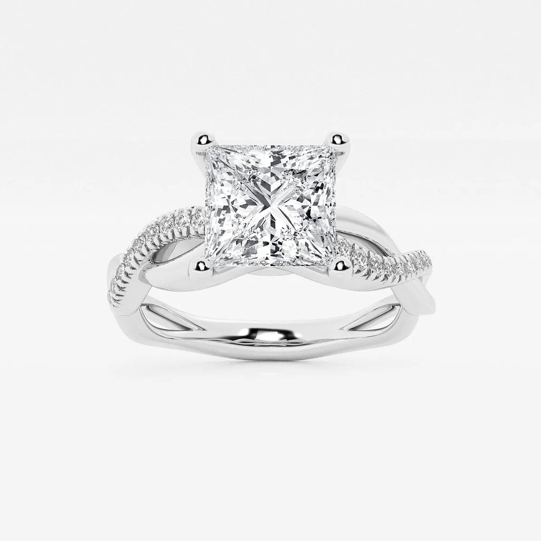 Princess Cut Lab Diamond Engagement Ring | Infinity Twisted Pavé Band