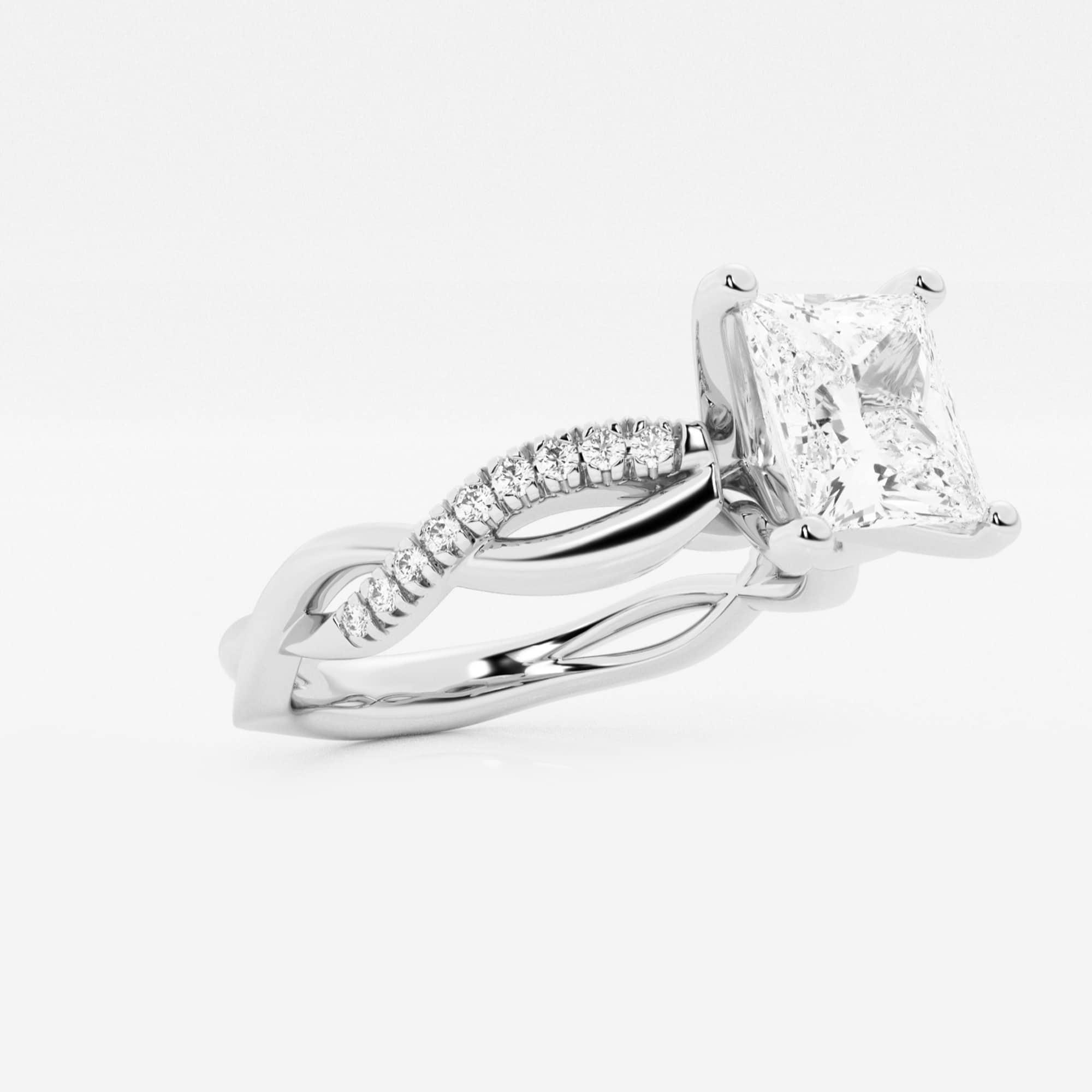 Princess Cut Lab Diamond Engagement Ring | Infinity Twisted Pavé Band