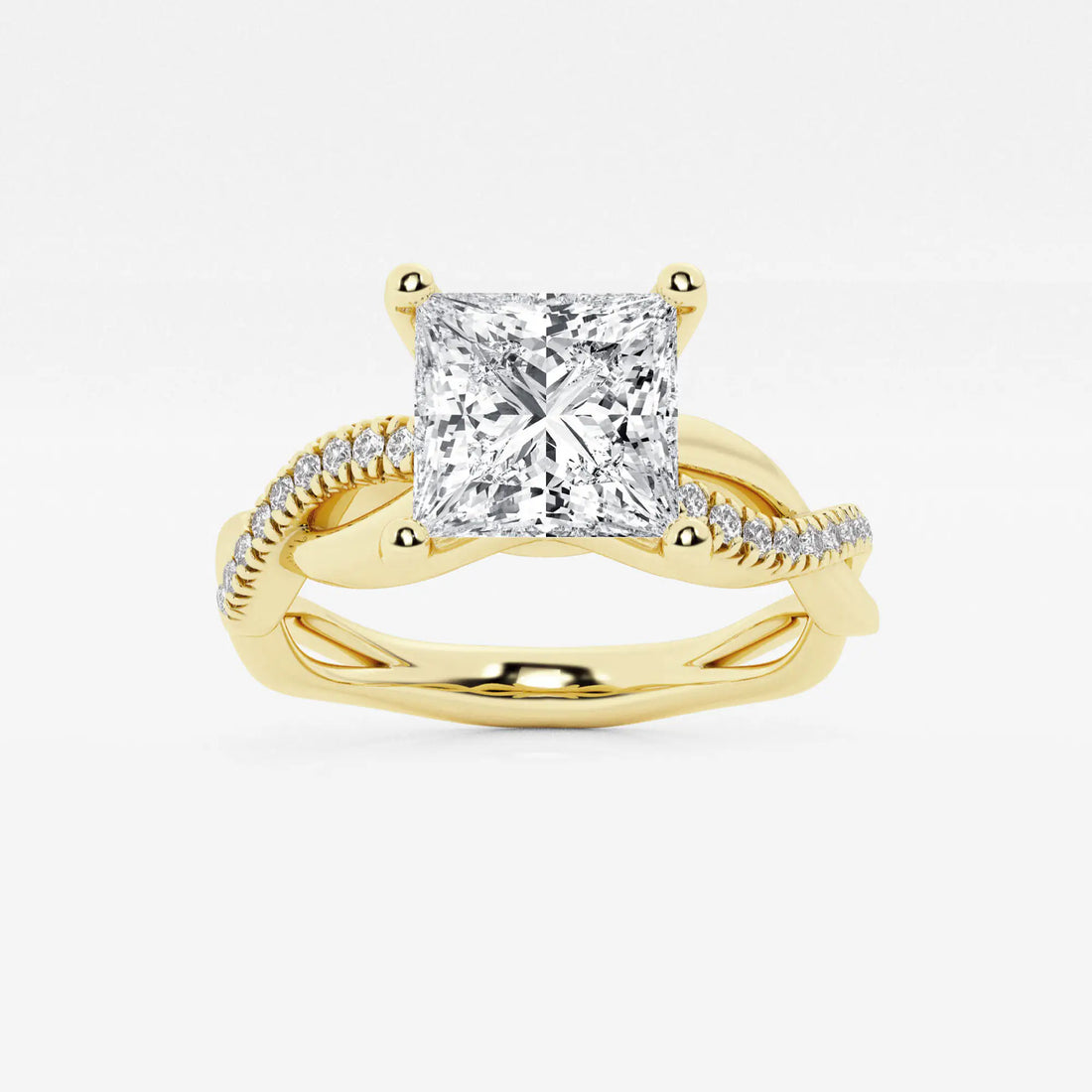 Princess Cut Lab Diamond Engagement Ring | Infinity Twisted Pavé Band