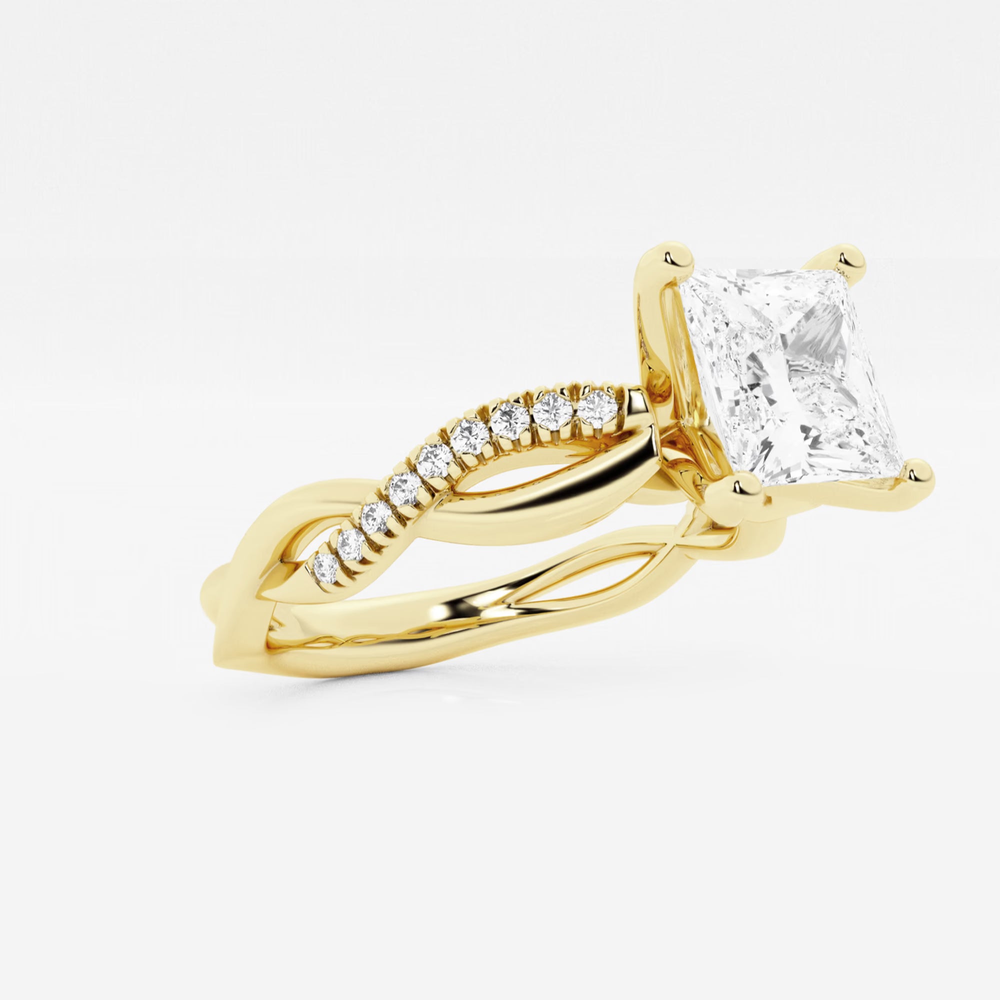 Princess Cut Lab Diamond Engagement Ring | Infinity Twisted Pavé Band