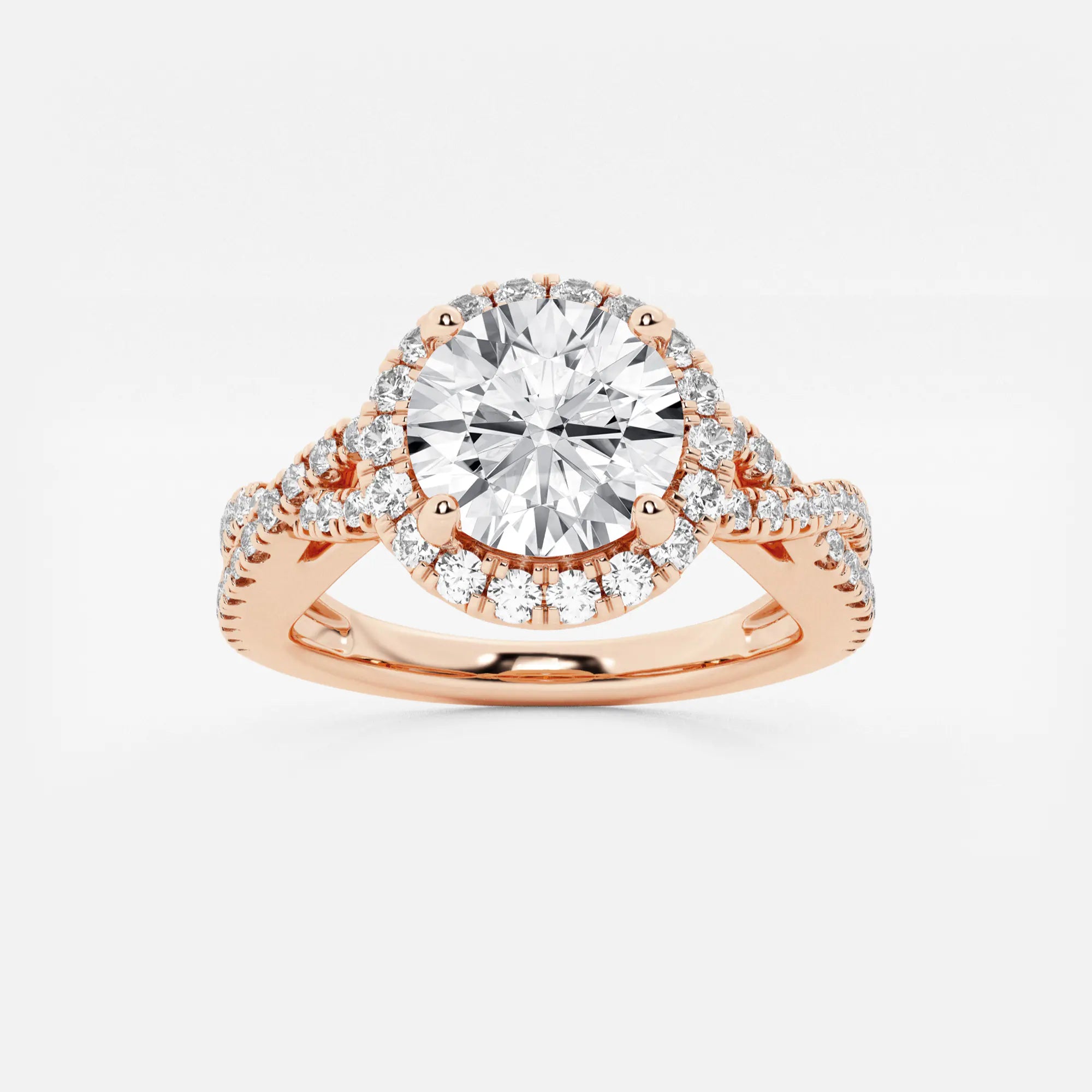 Round Cut Lab Grown Diamond Halo Engagement Ring