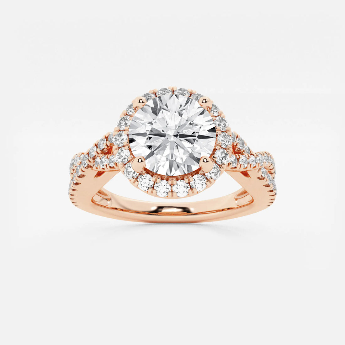 Round Cut Lab Grown Diamond Halo Engagement Ring