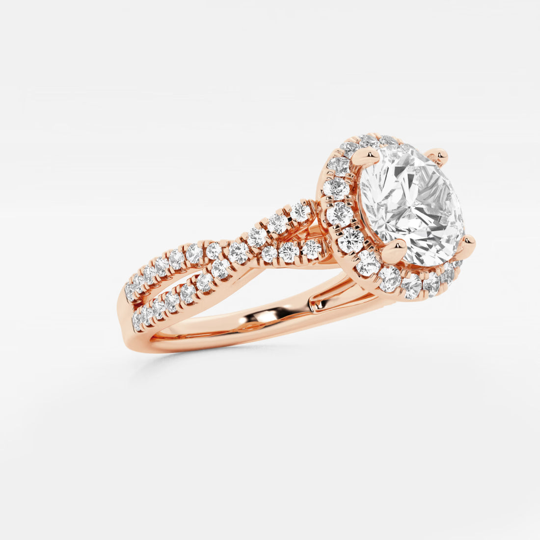 Round Cut Lab Grown Diamond Halo Engagement Ring