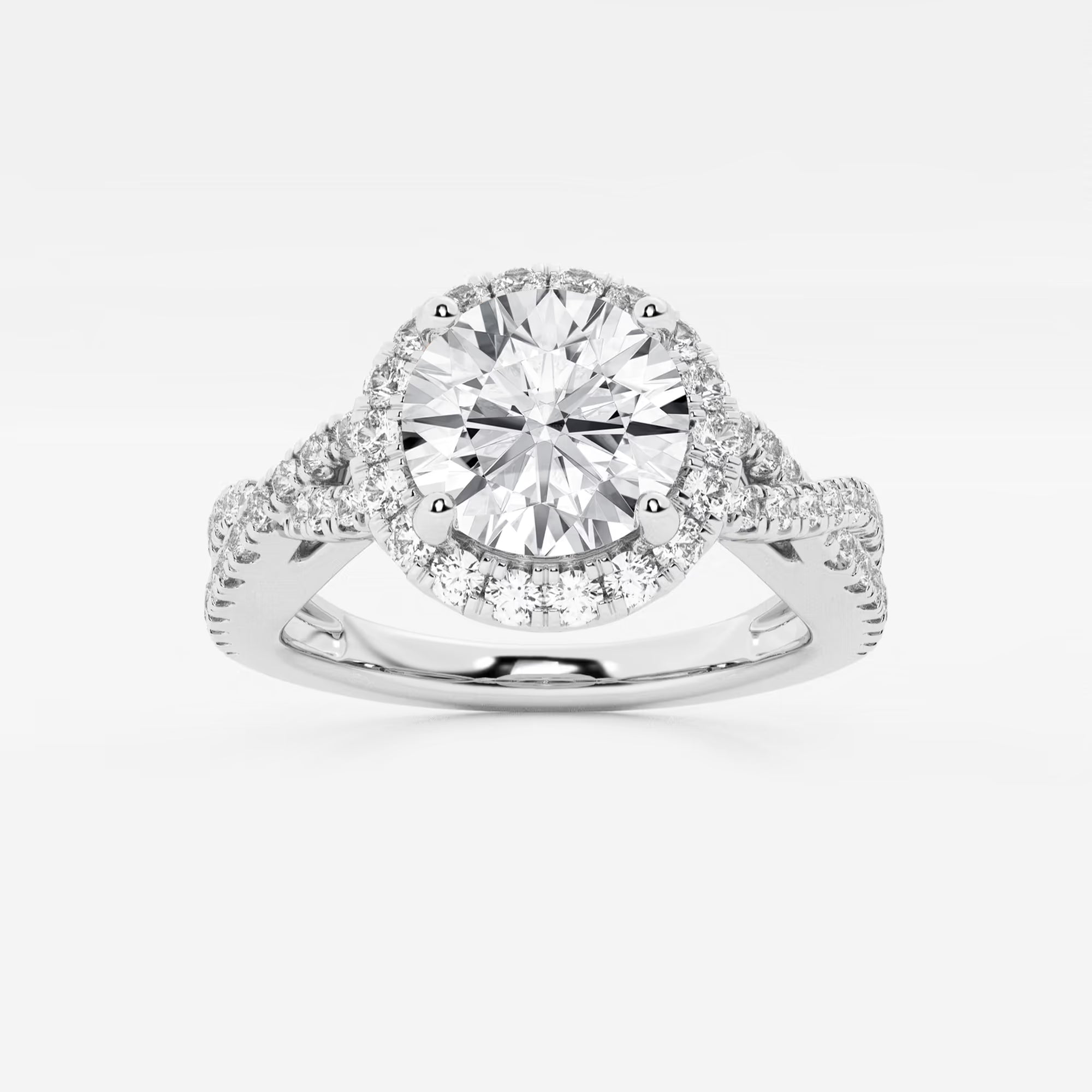 Round Cut Lab Grown Diamond Halo Engagement Ring