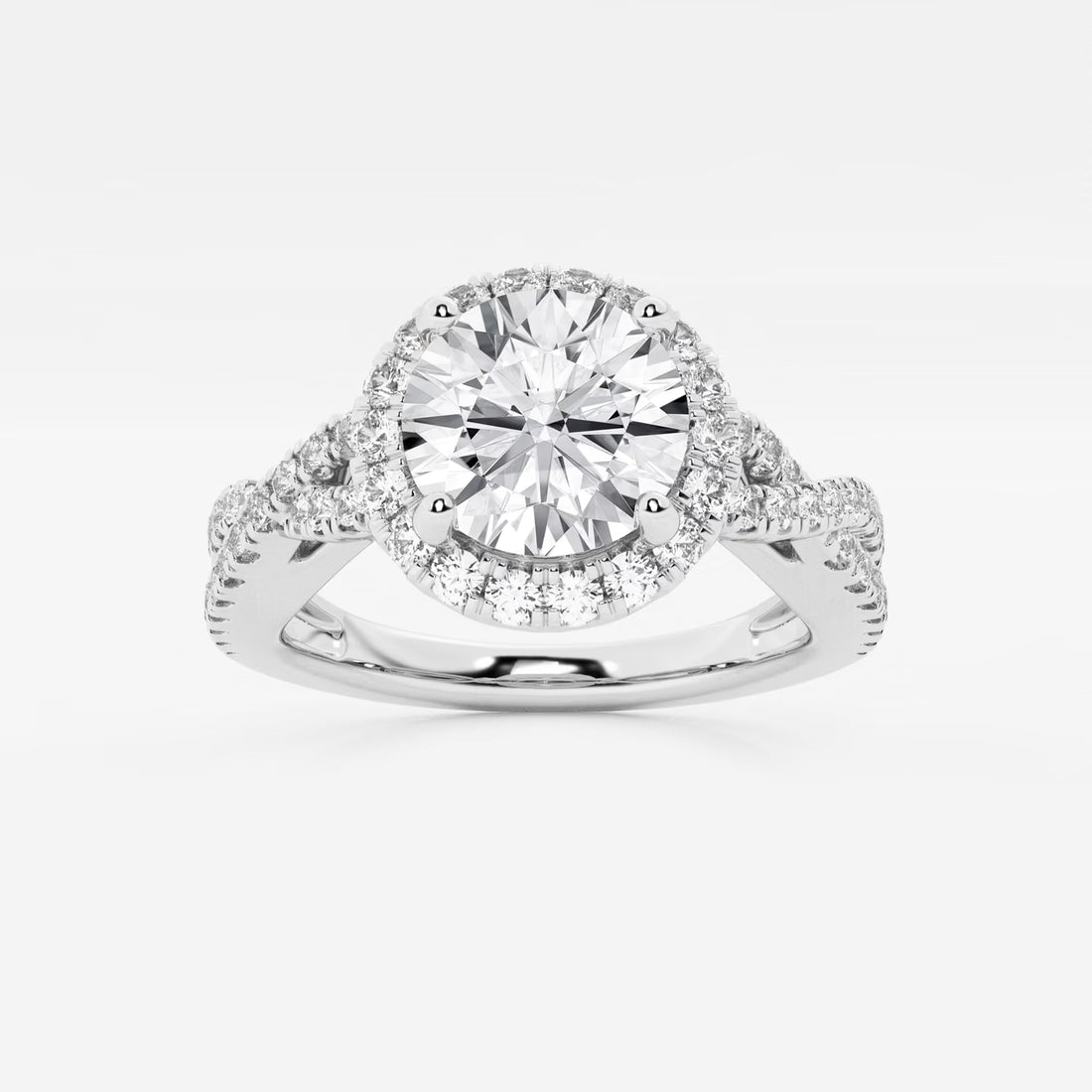 Round Cut Lab Grown Diamond Halo Engagement Ring