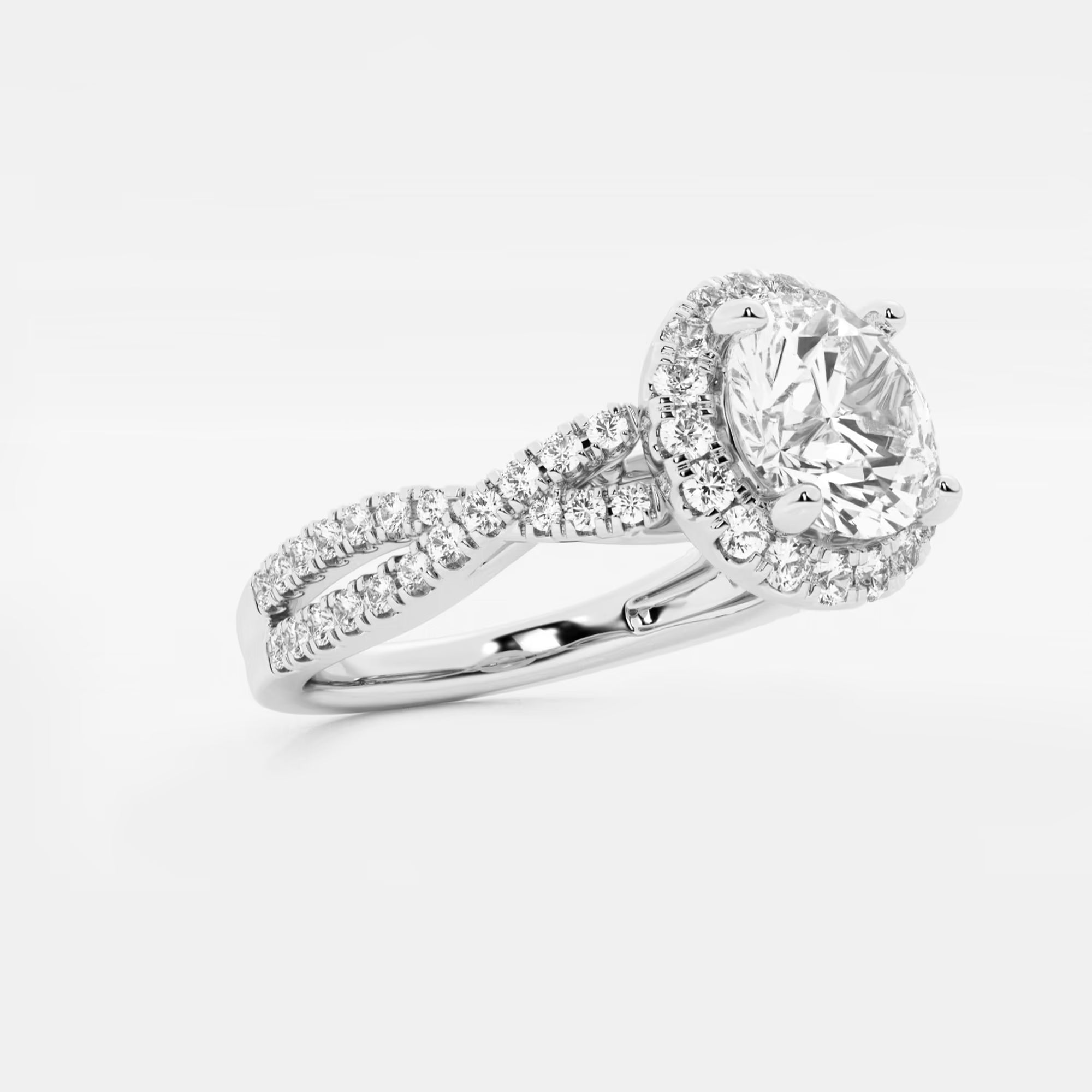 Round Cut Lab Grown Diamond Halo Engagement Ring