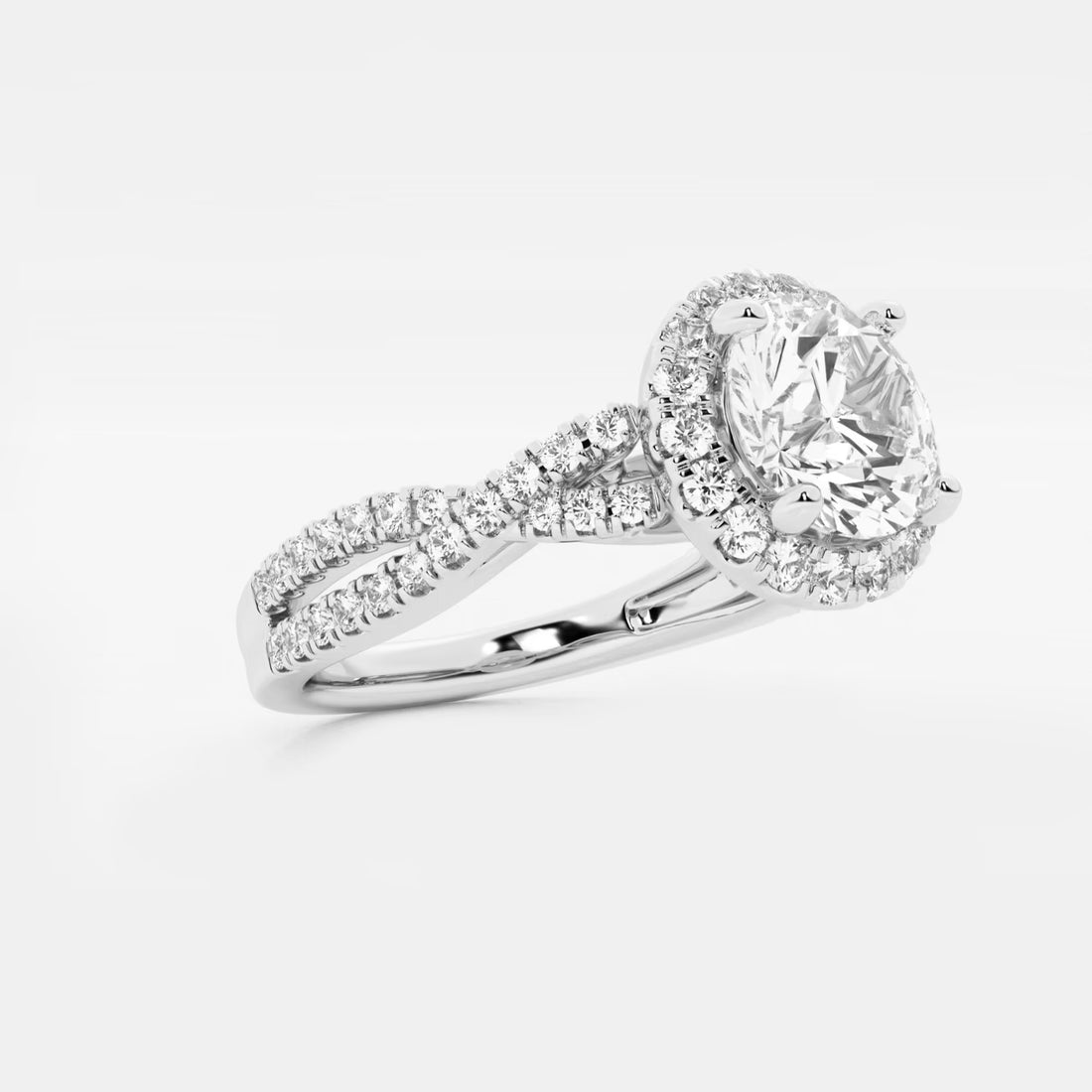 Round Cut Lab Grown Diamond Halo Engagement Ring