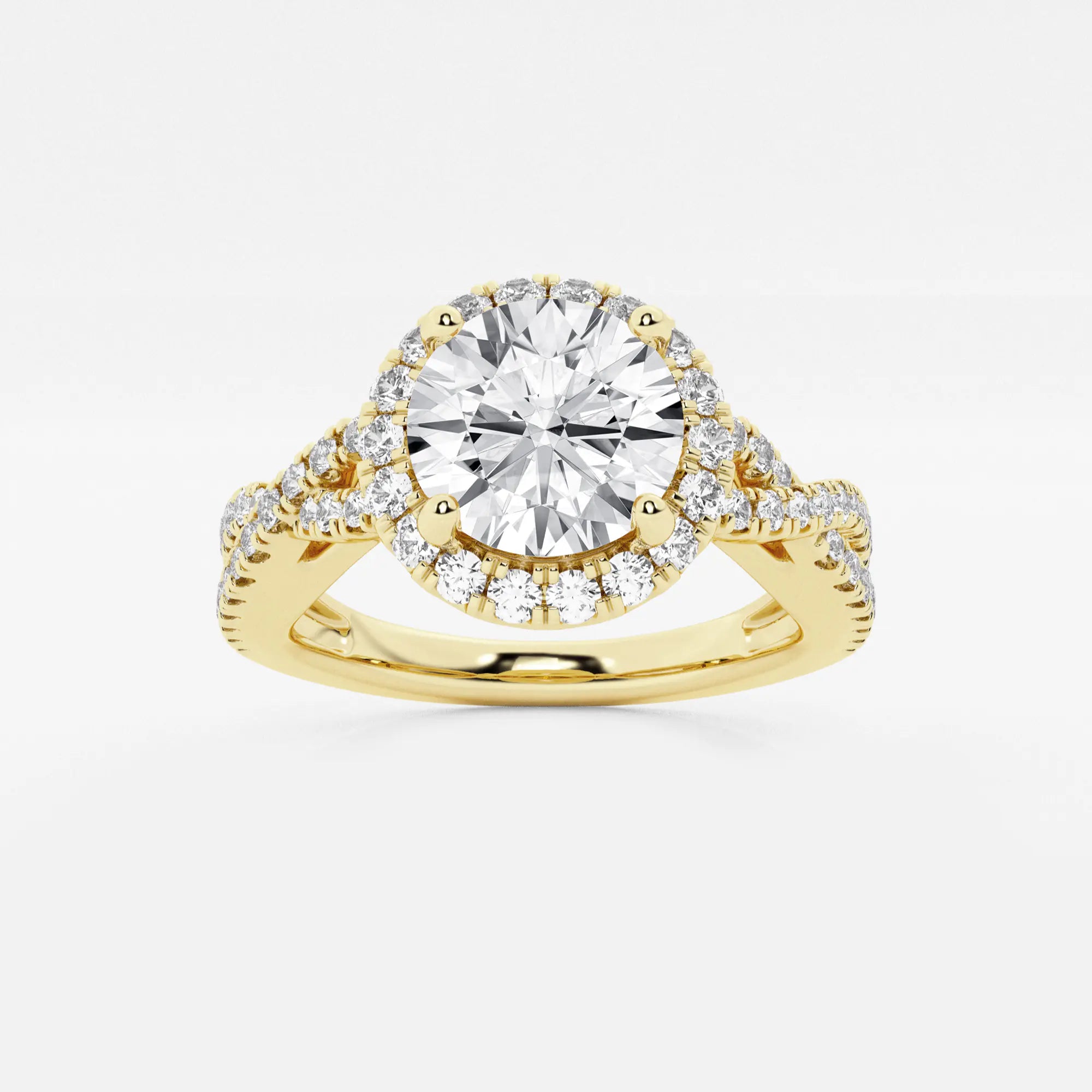 Round Cut Lab Grown Diamond Halo Engagement Ring