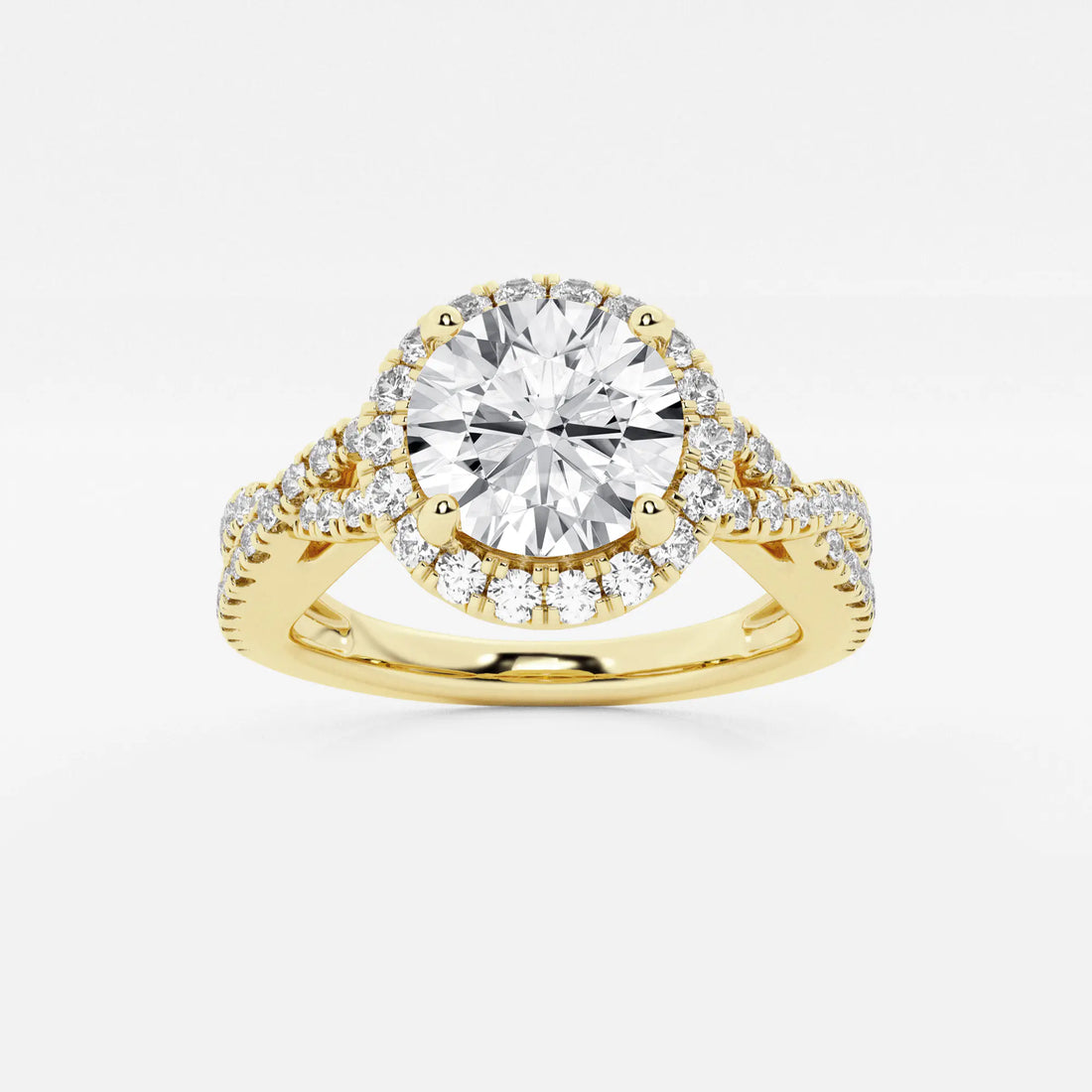 Round Cut Lab Grown Diamond Halo Engagement Ring